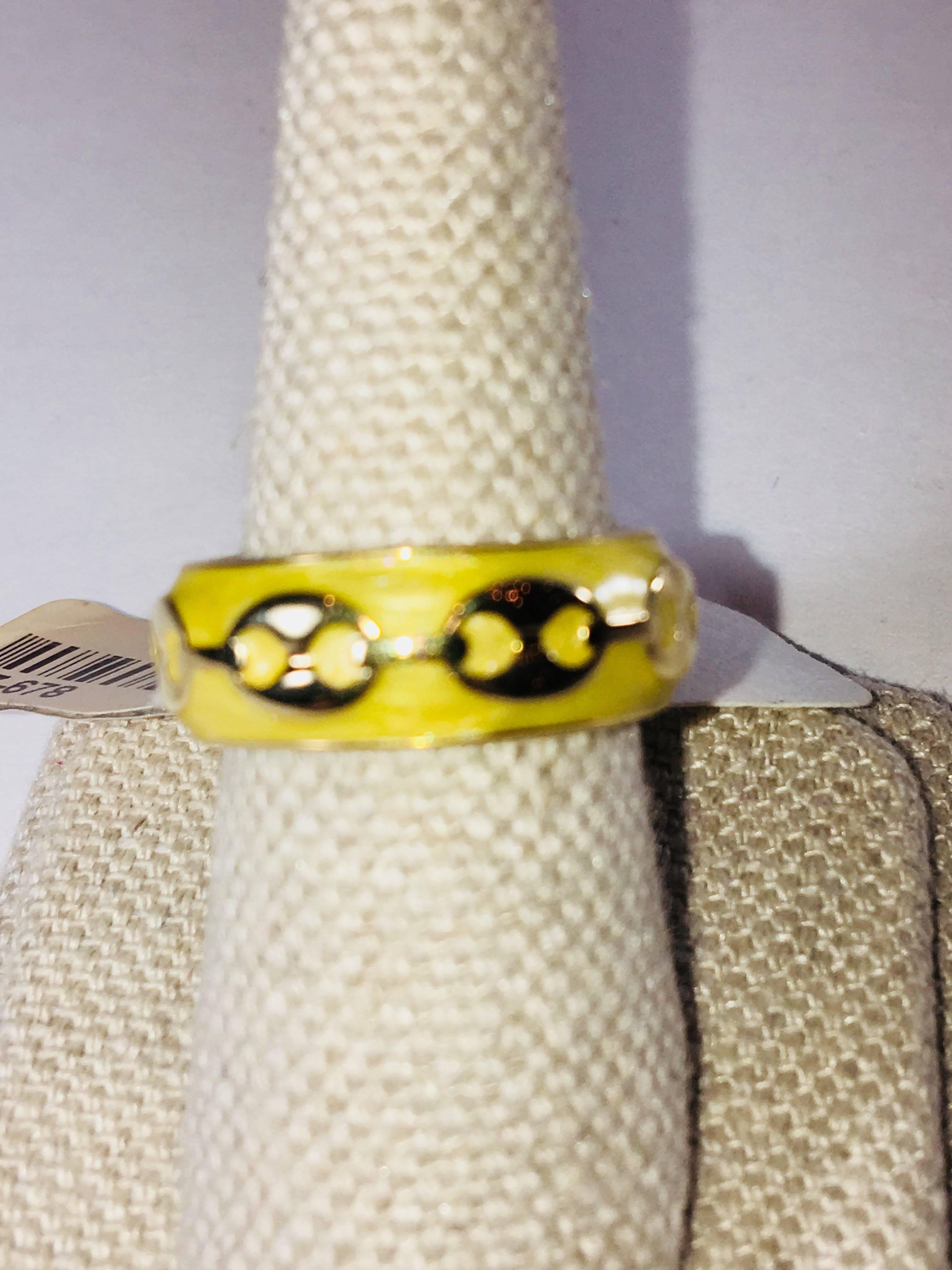Vermeil Ring with Yellow Enamel Band.
