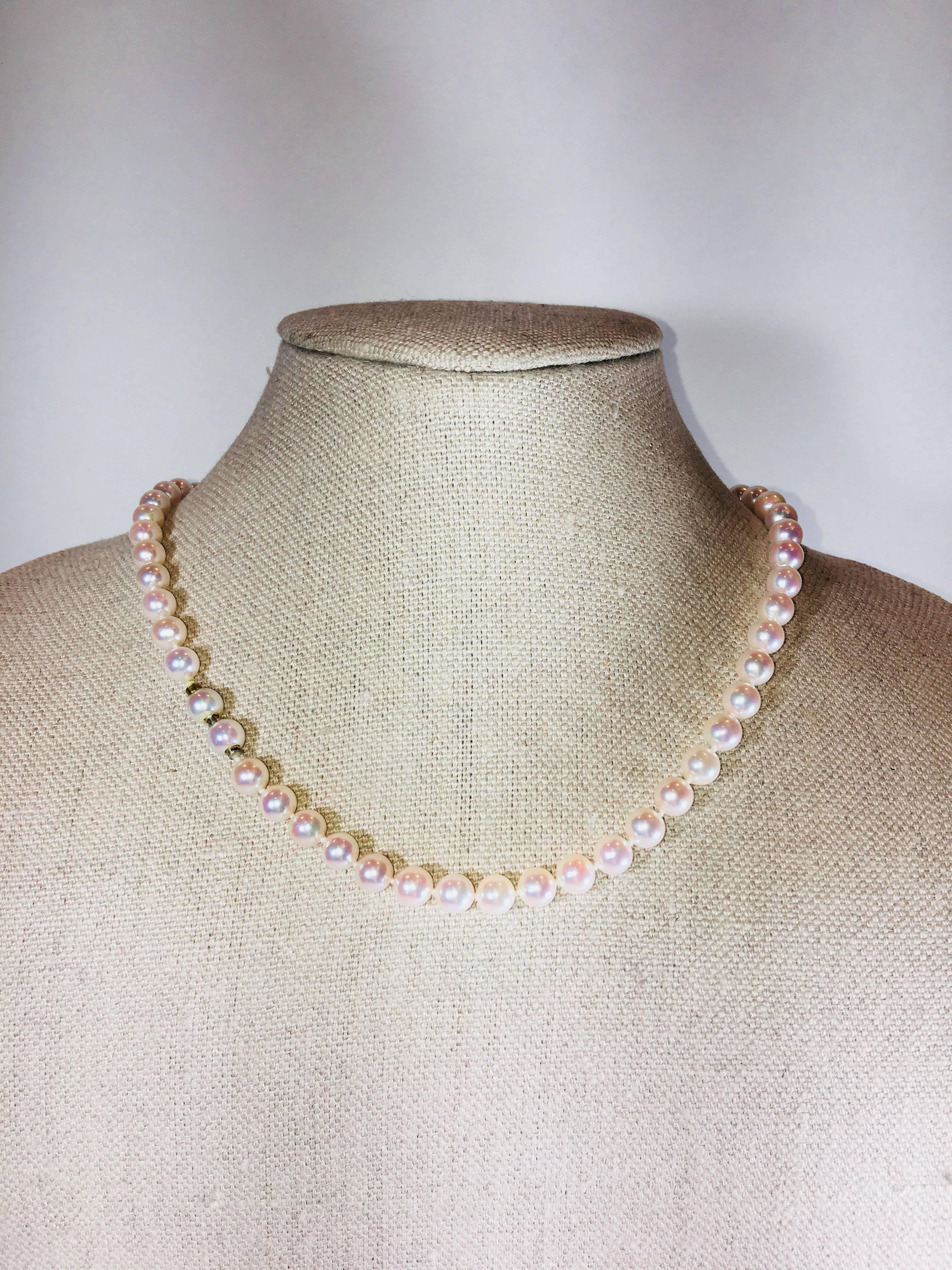 No Label Light Pink Pearl Strand Choker Necklace // 17” long