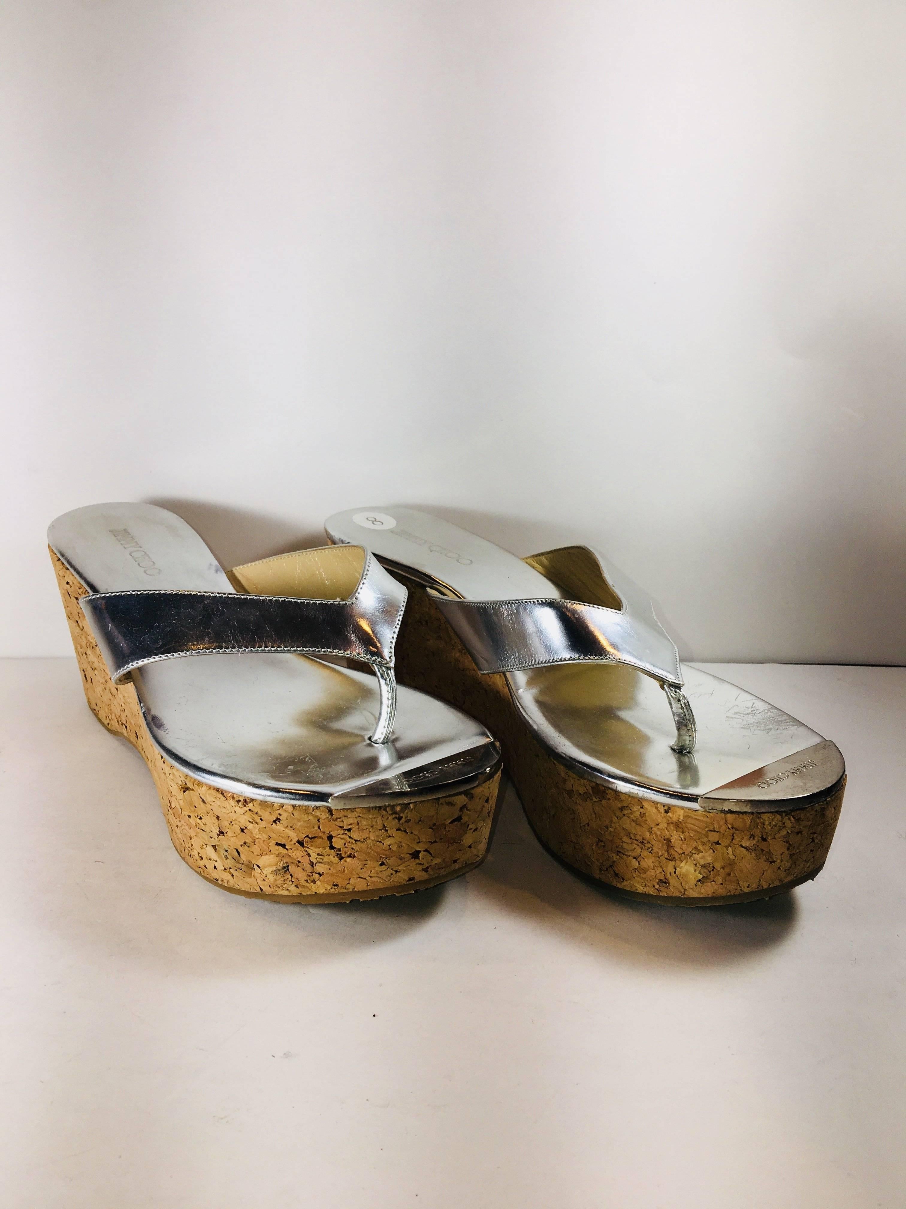 Jimmy Choo Cork Platform Thong Sandals 