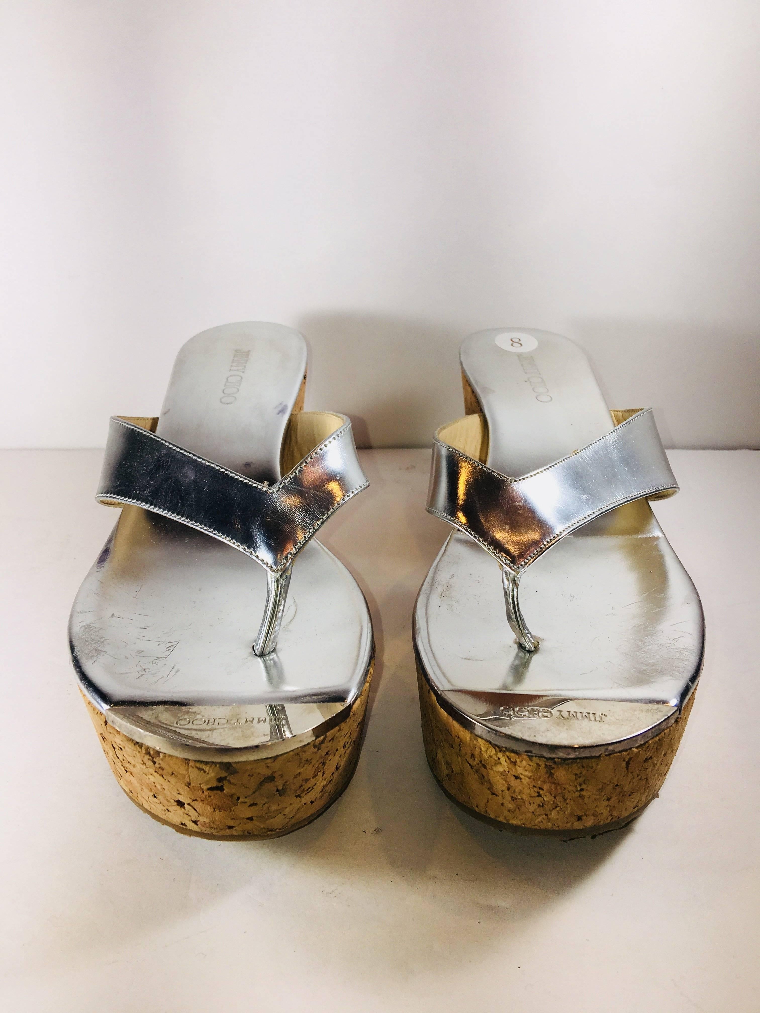 Jimmy Choo Cork Platform Sandals In Good Condition In Bridgehampton, NY