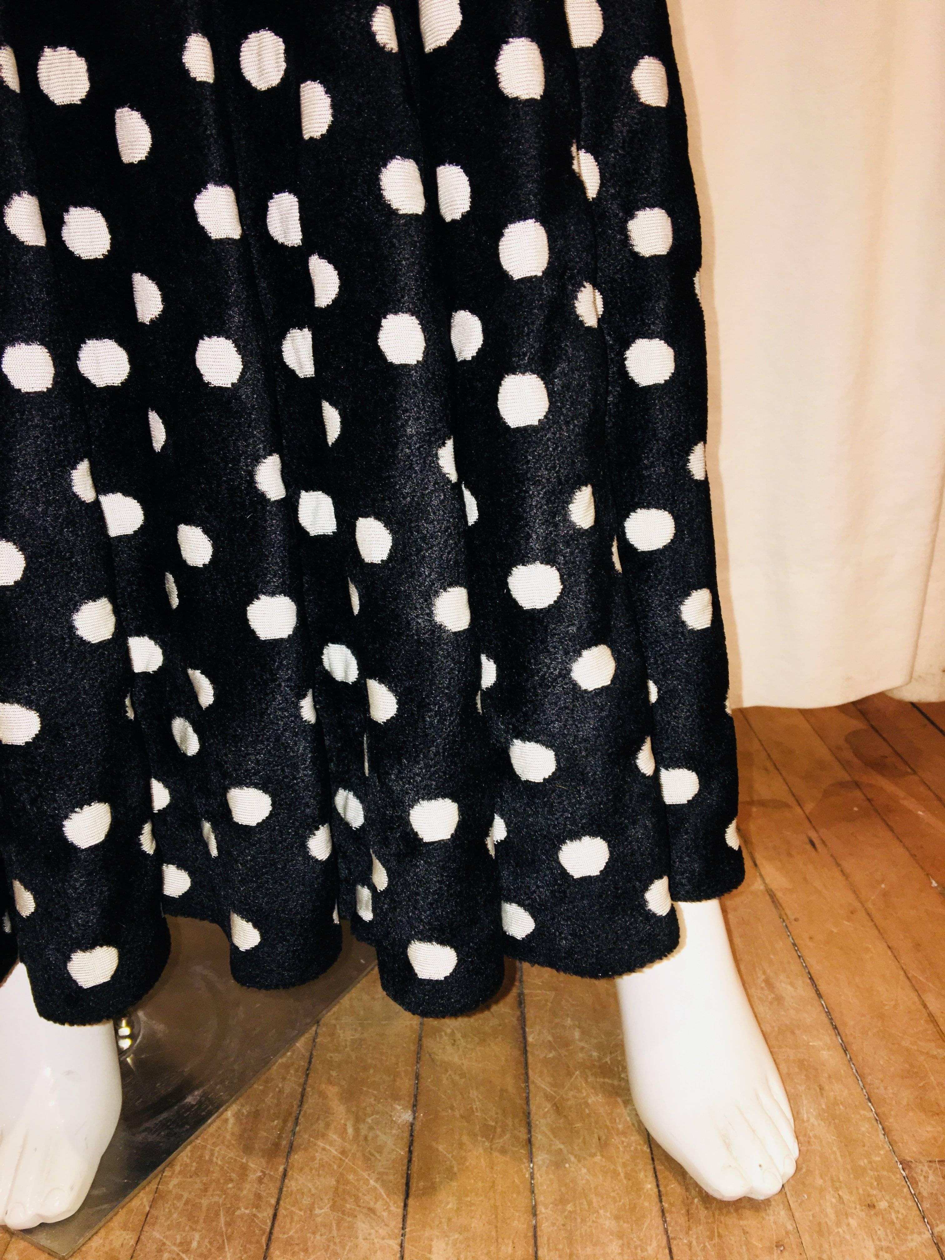 Alaia Maxi Flared Skirt with Polka Dot Print.