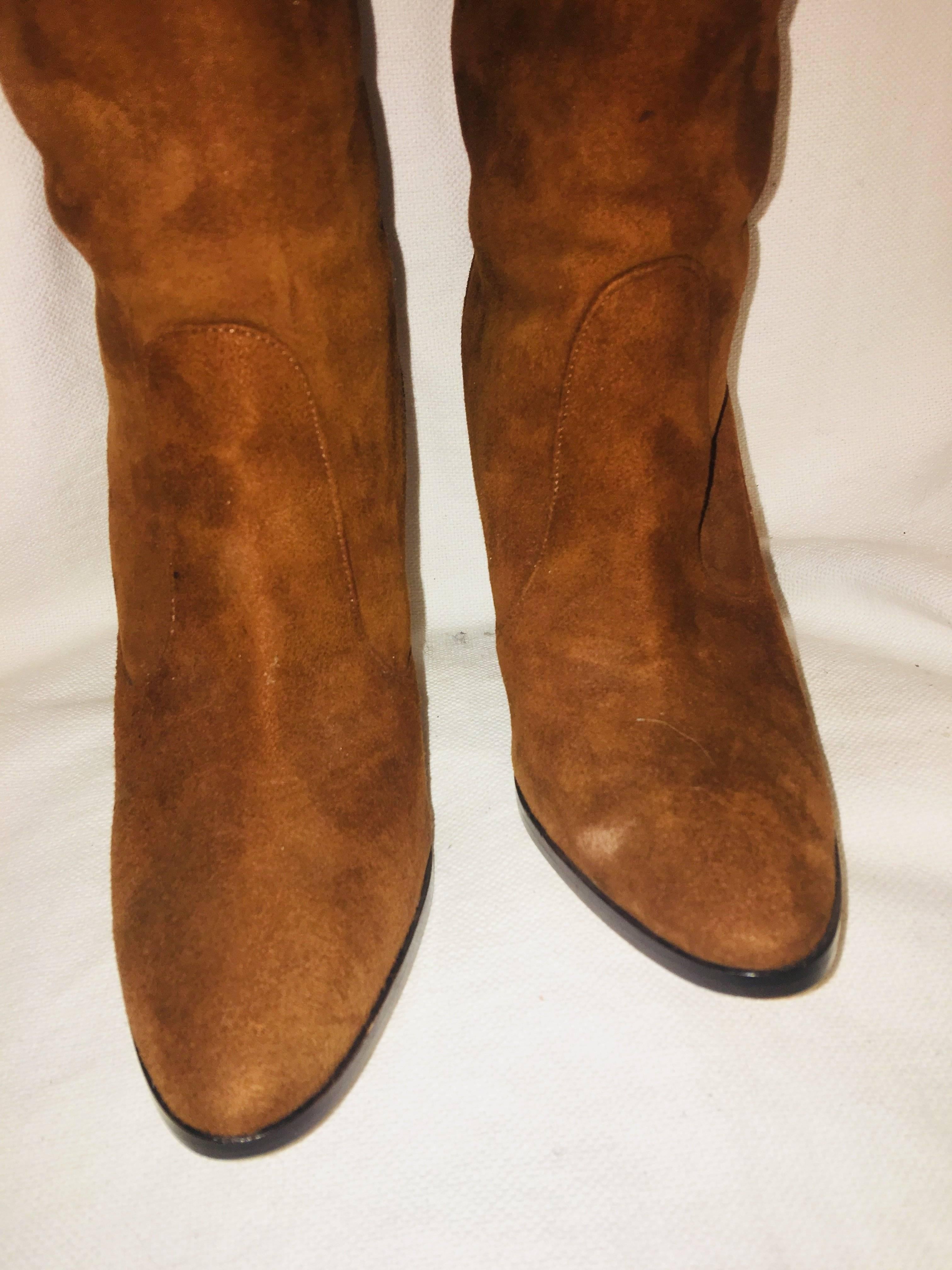 Manolo Blahnik Tall Boots with Fur In New Condition In Bridgehampton, NY