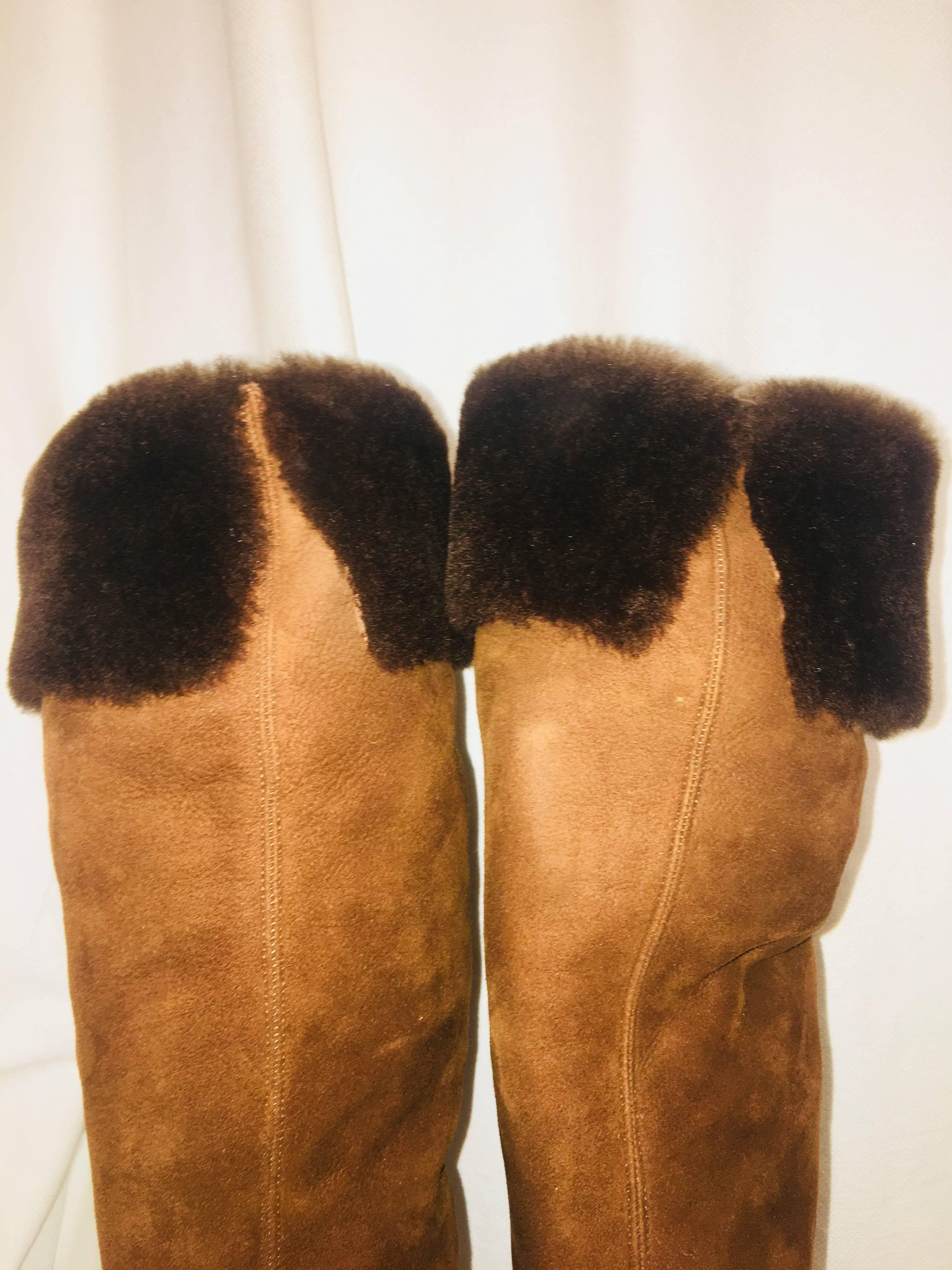 Manolo Blahnik Tall Boots with Fur 1