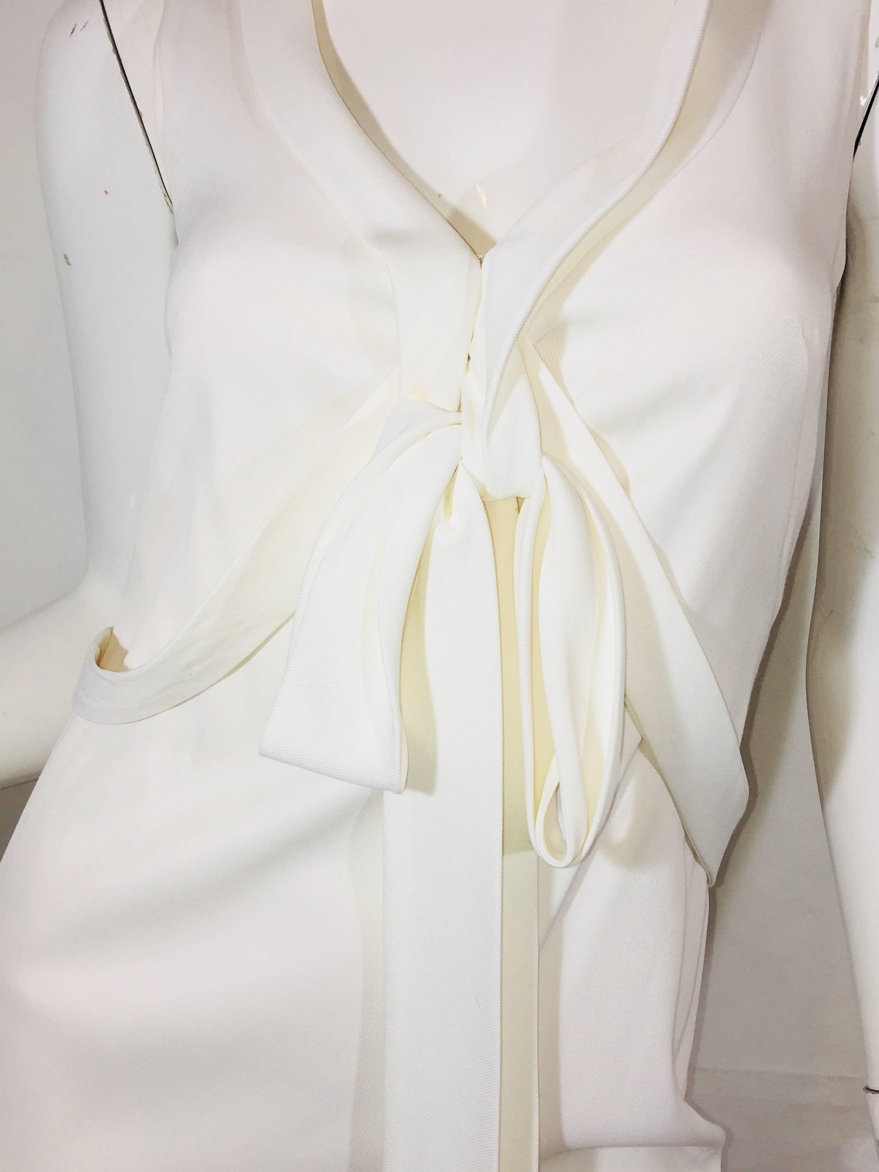 Zac Posen Ivory Silk Sleeveless Dress with Tie around Neck.. Some stains noted in photos.