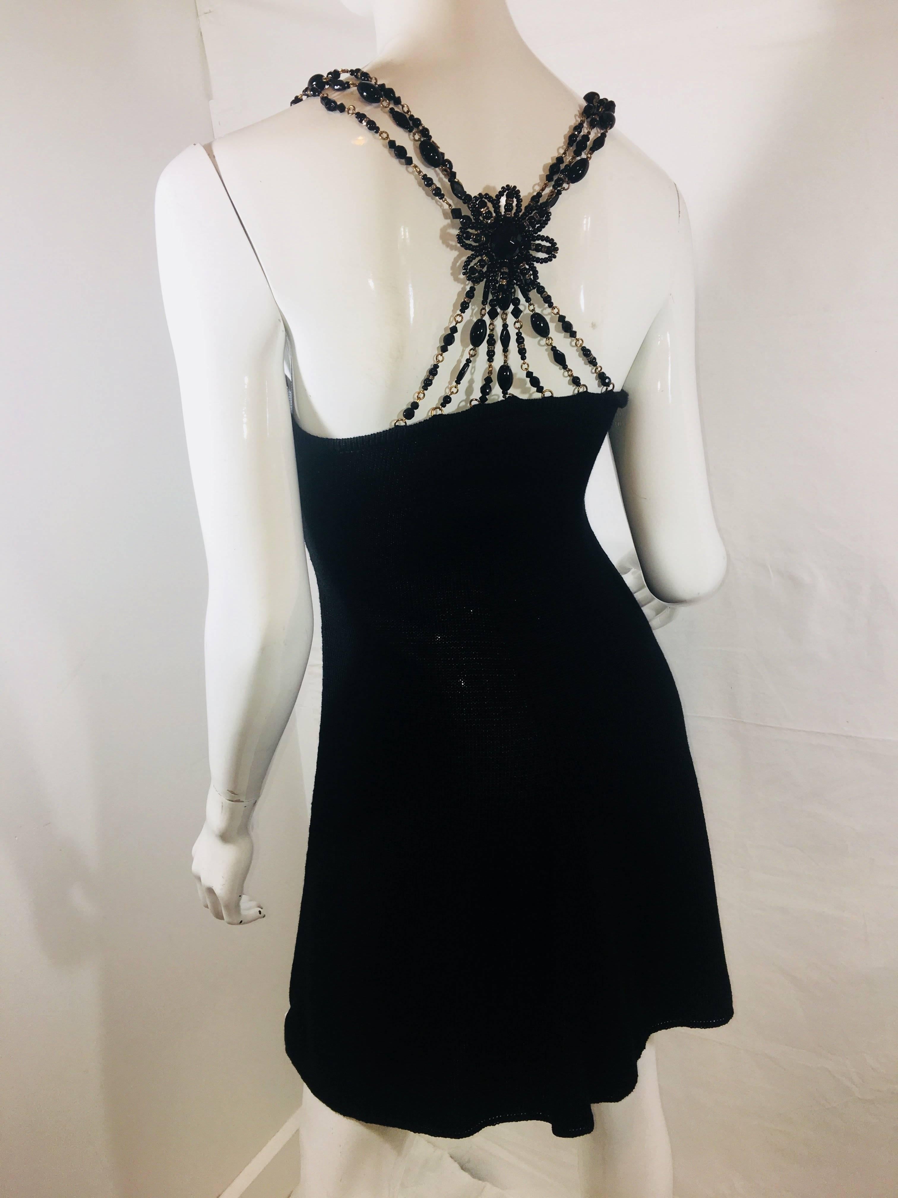 Coviello Erickson Dress with Beaded Straps In Excellent Condition In Bridgehampton, NY
