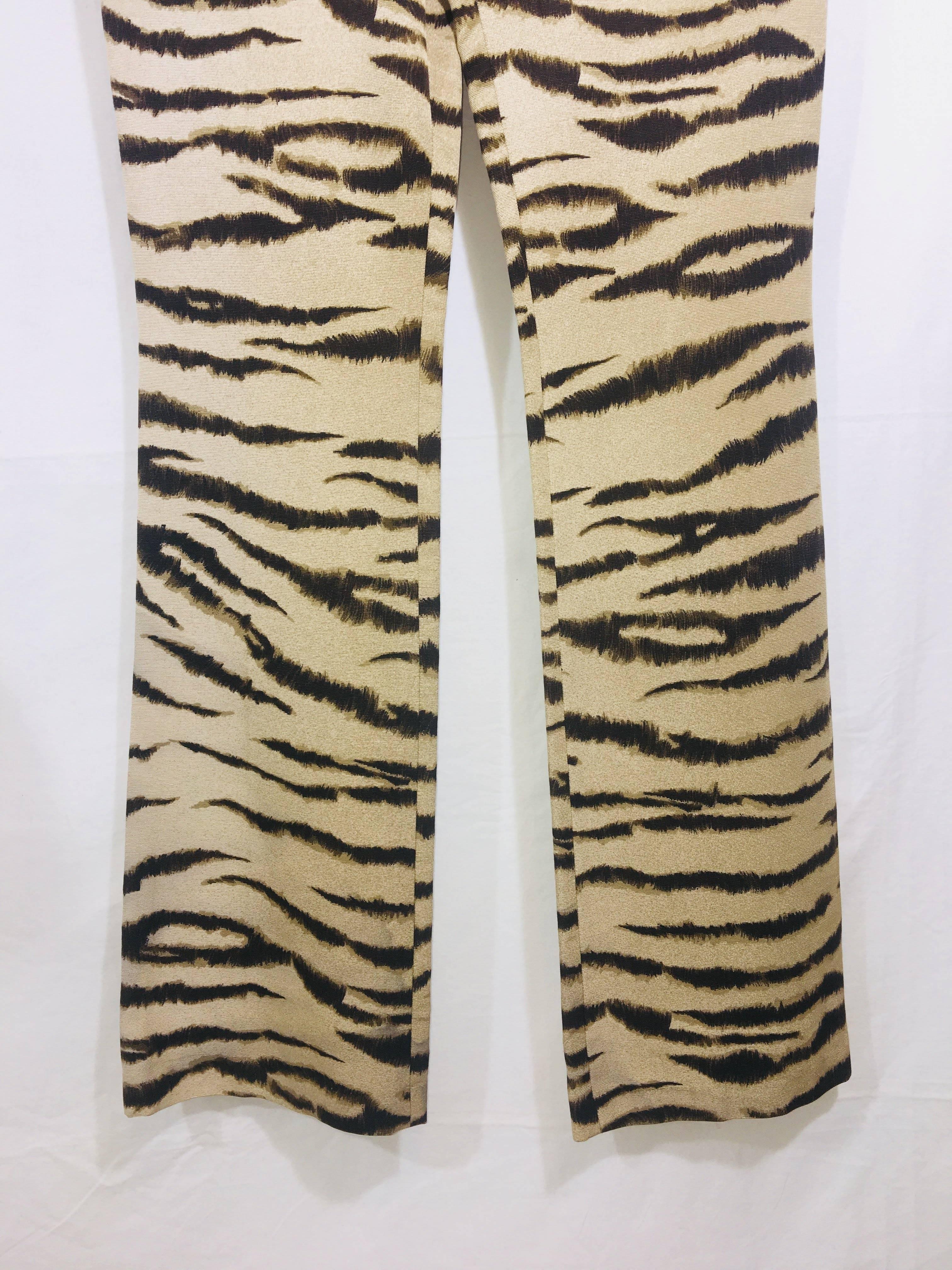 Dolce & Gabbana Animal Print Pant with Back Zipper.