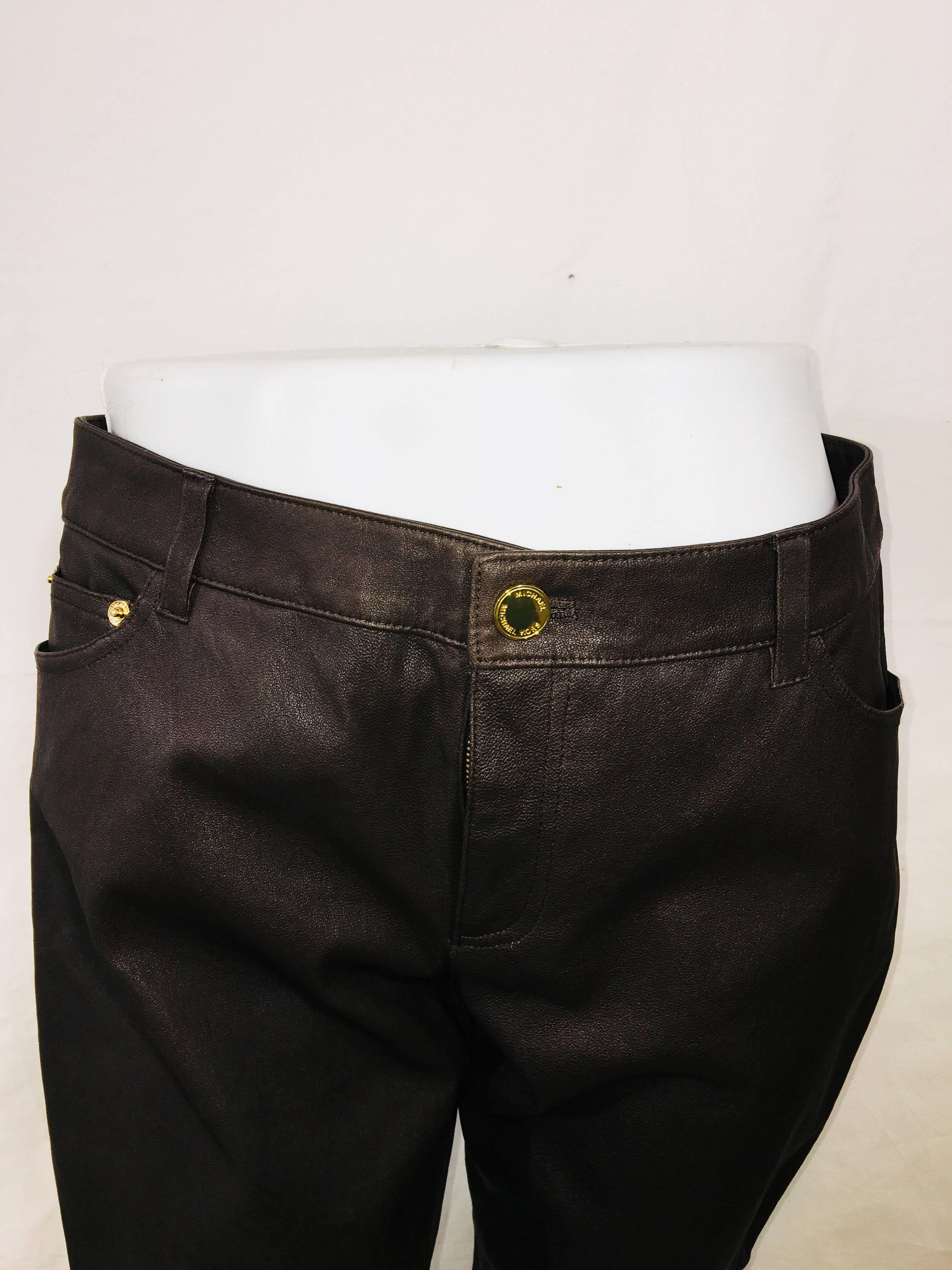 Michael Michael Kors Leather Pants In Excellent Condition In Bridgehampton, NY