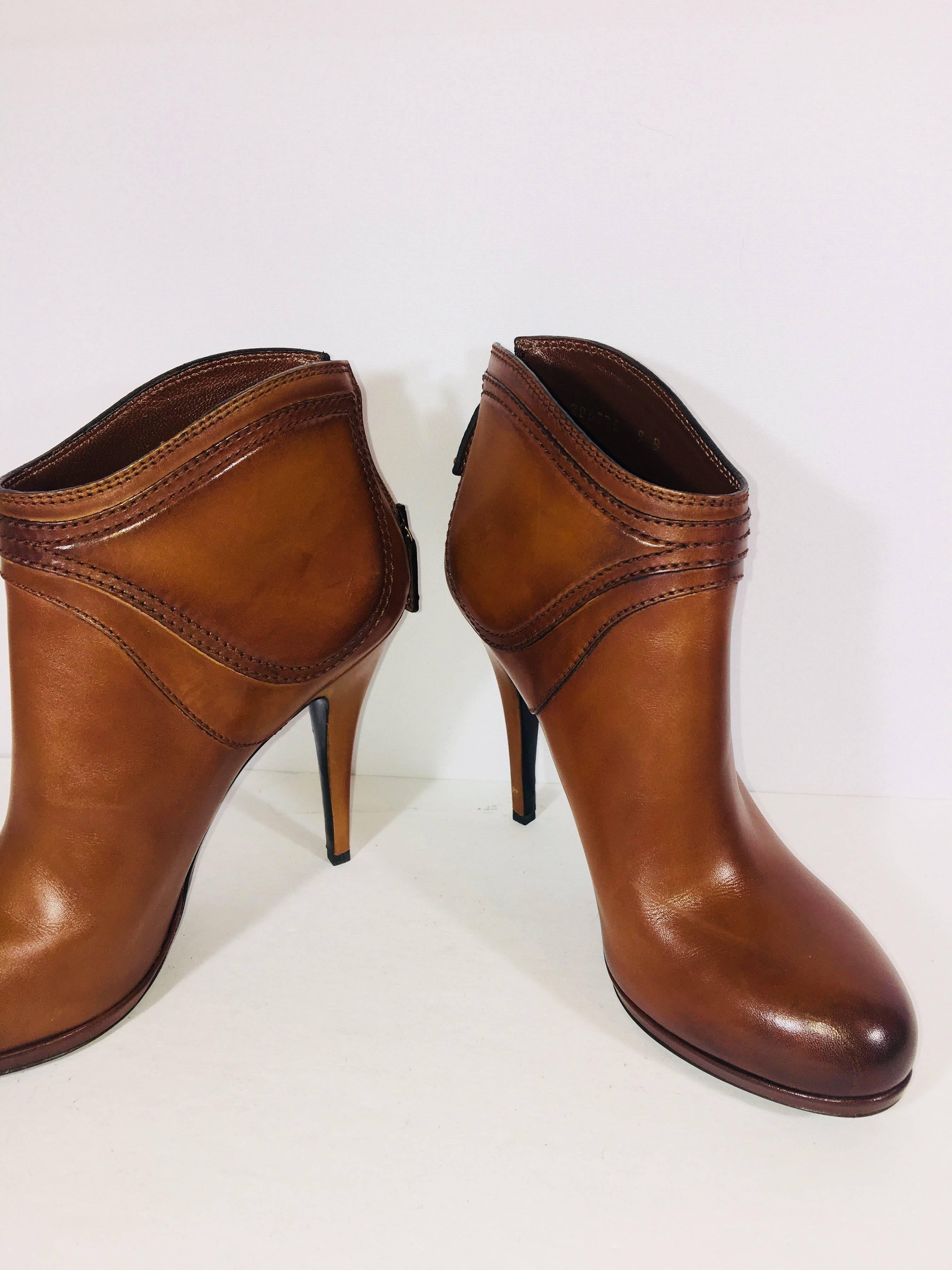 Brown Gucci Pelle Cuoio Bootie