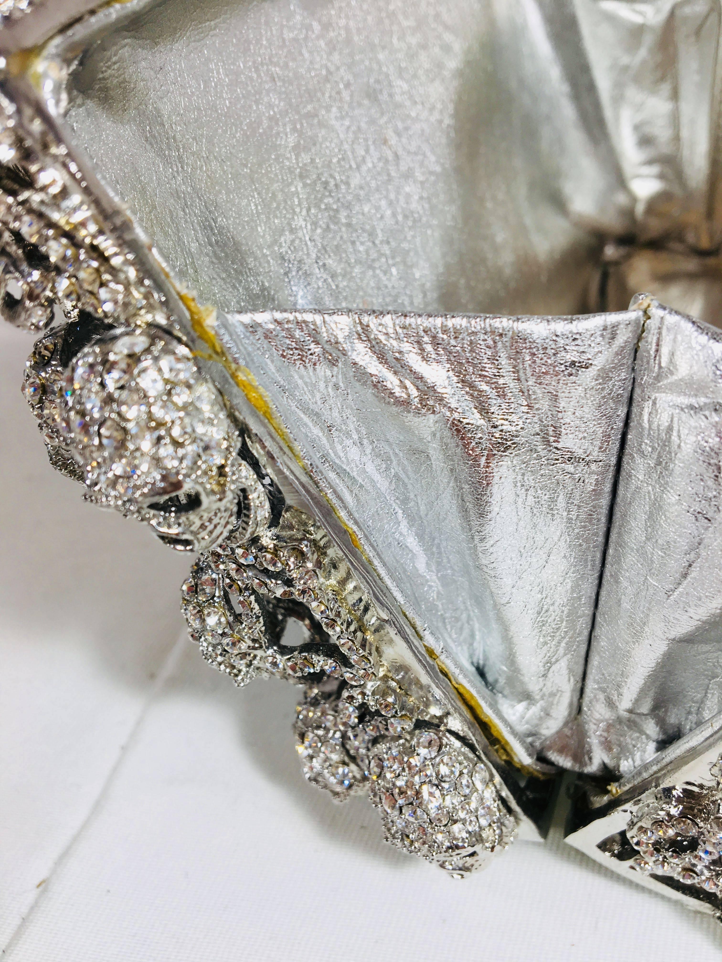 Shay Accessories Swarovski Crystal Skull Clutch. In Excellent Condition In Bridgehampton, NY