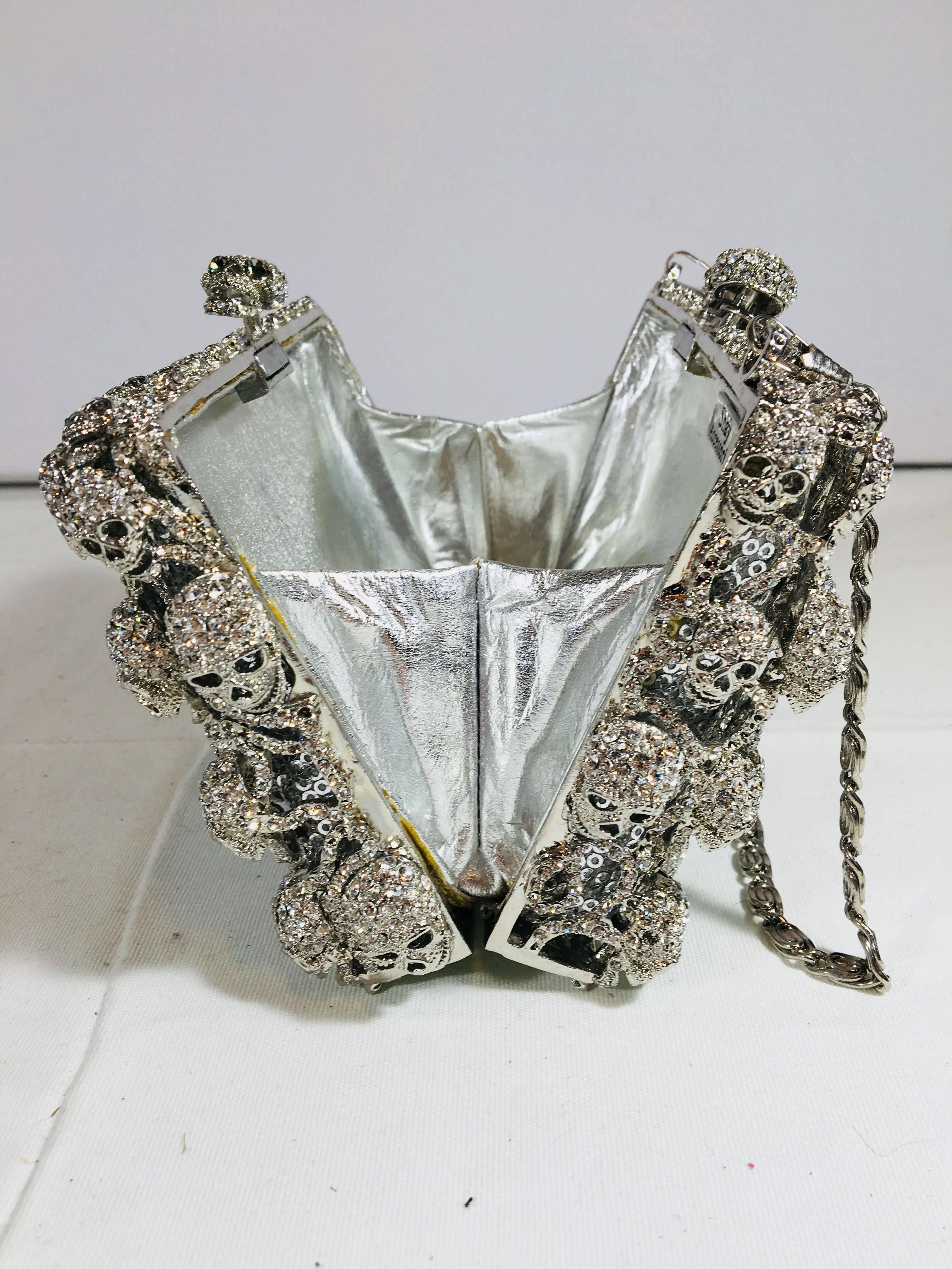 Women's or Men's Shay Accessories Swarovski Crystal Skull Clutch.