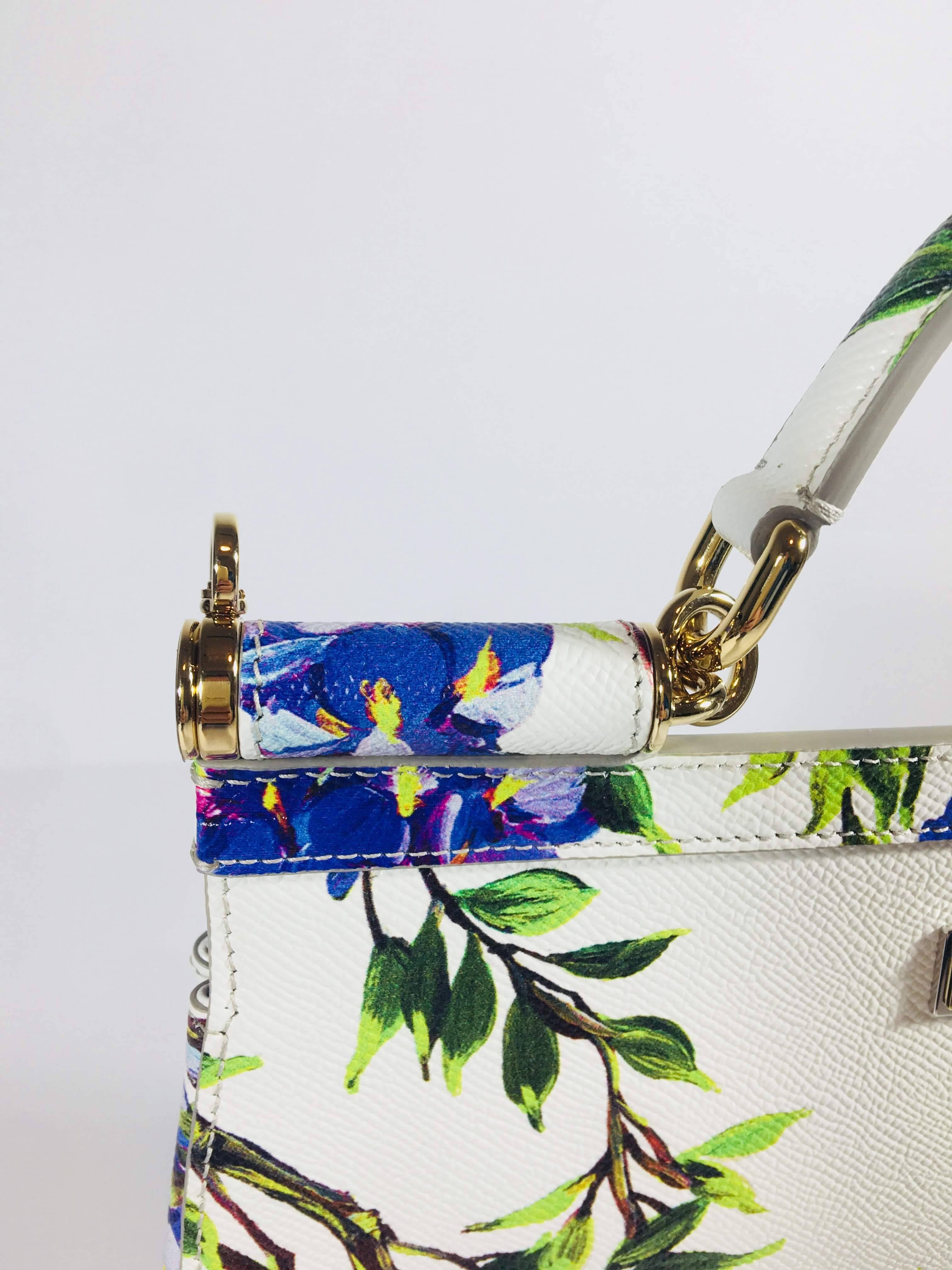 Dolce & Gabbana Small Floral Print Top Handle Bag In Excellent Condition In Bridgehampton, NY