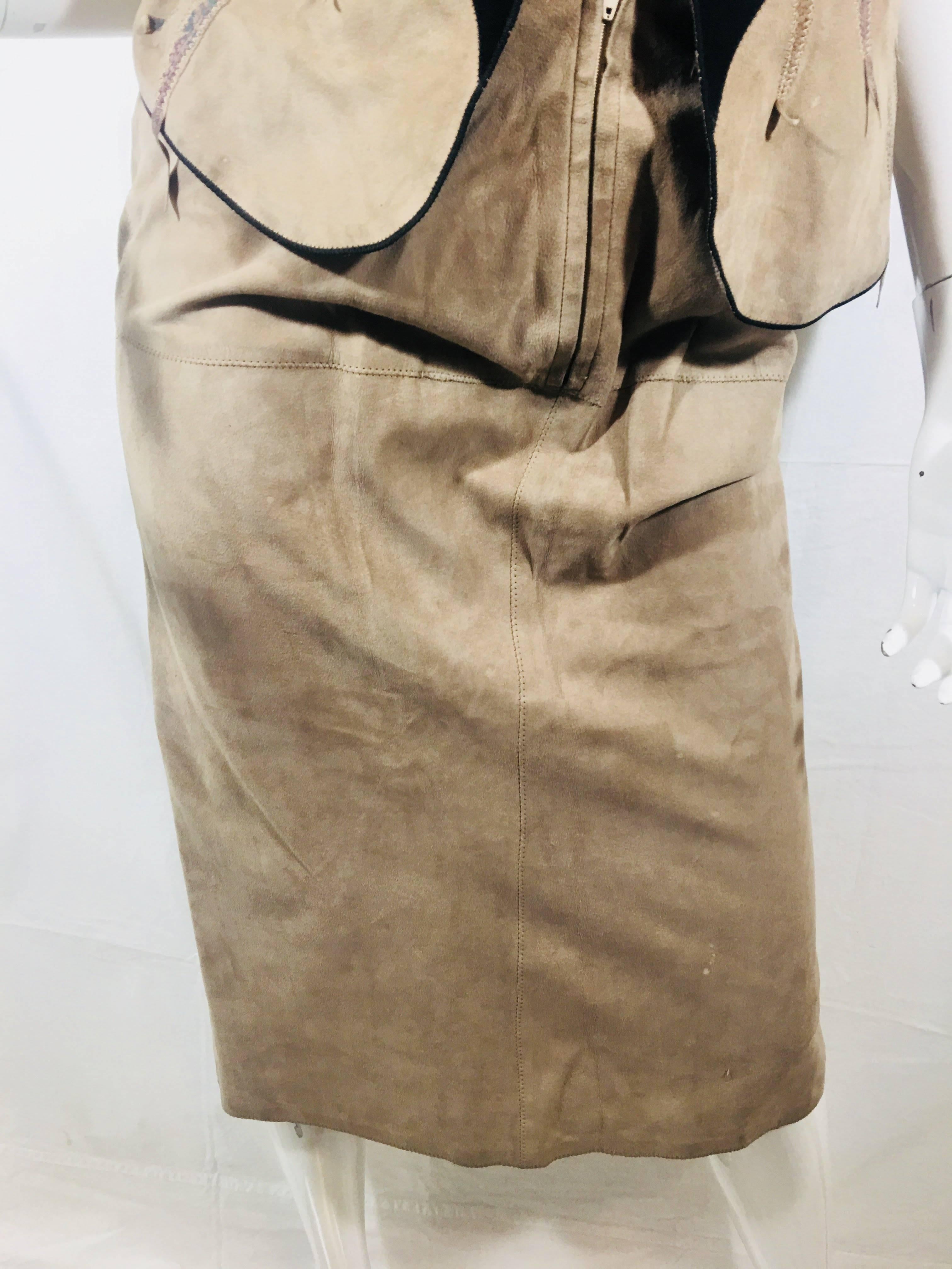 Vintage Roberto Cavalli Leather Vest and Skirt Set In Fair Condition In Bridgehampton, NY