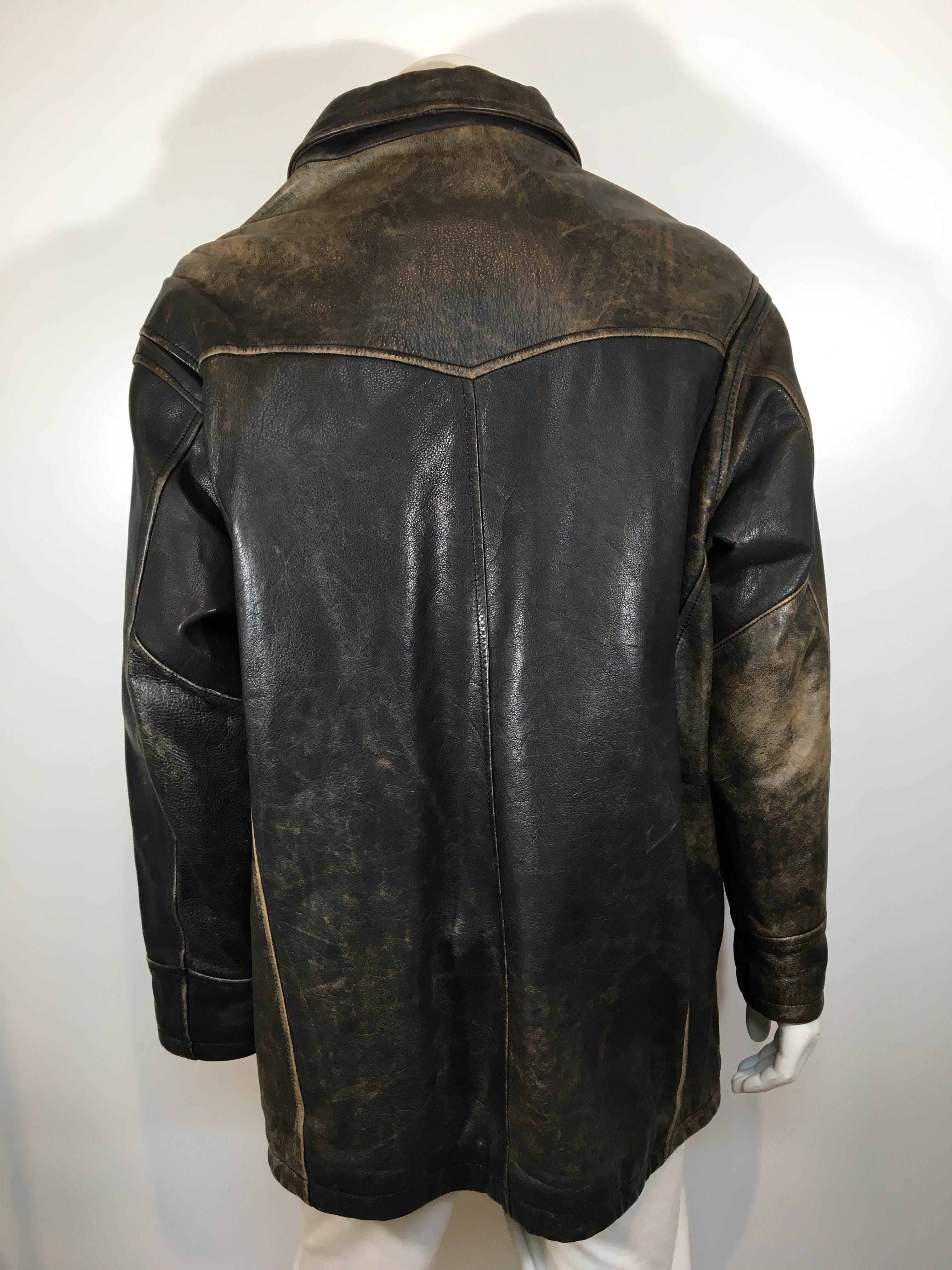 Black Men's Andrew Marc Faded Brown Leather jacket.