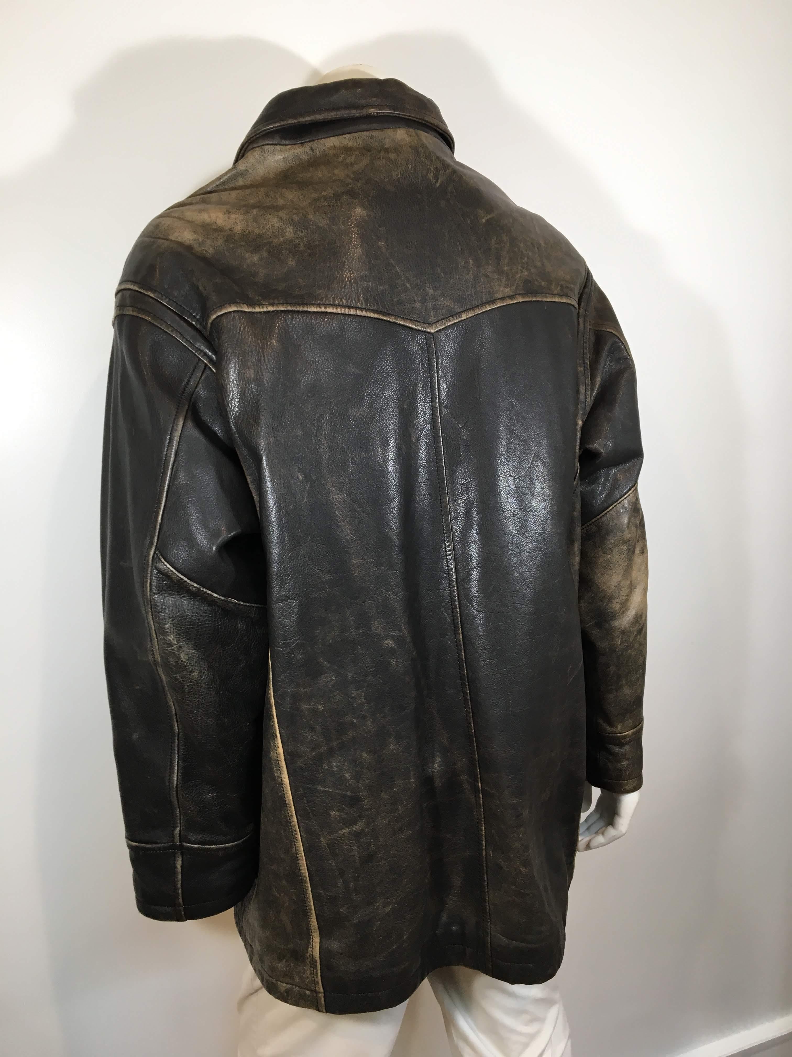 Men's Andrew Marc Faded Brown Leather jacket. 1