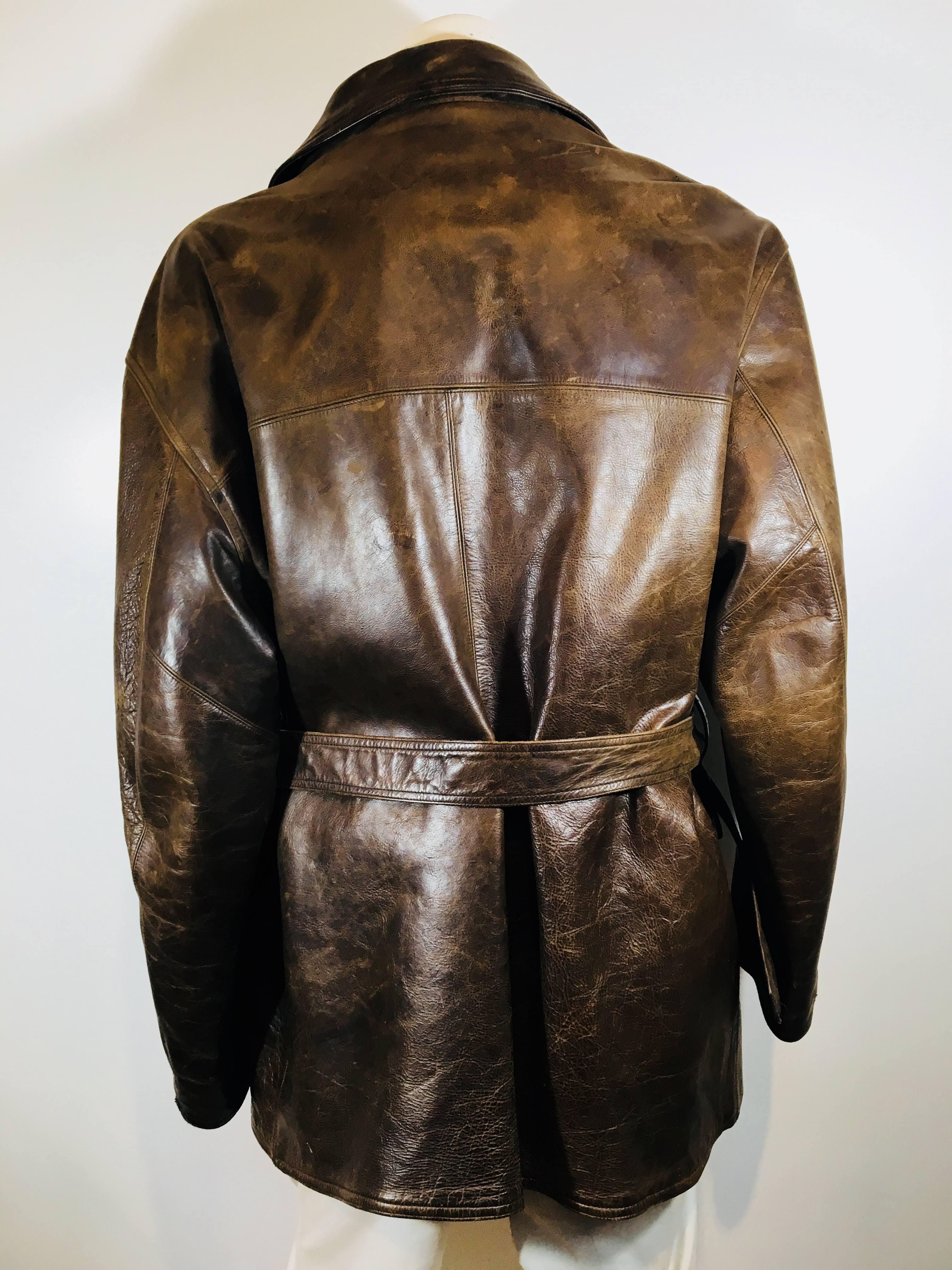 Men's Ralph Lauren Double Label Leather Jacket In Good Condition In Bridgehampton, NY
