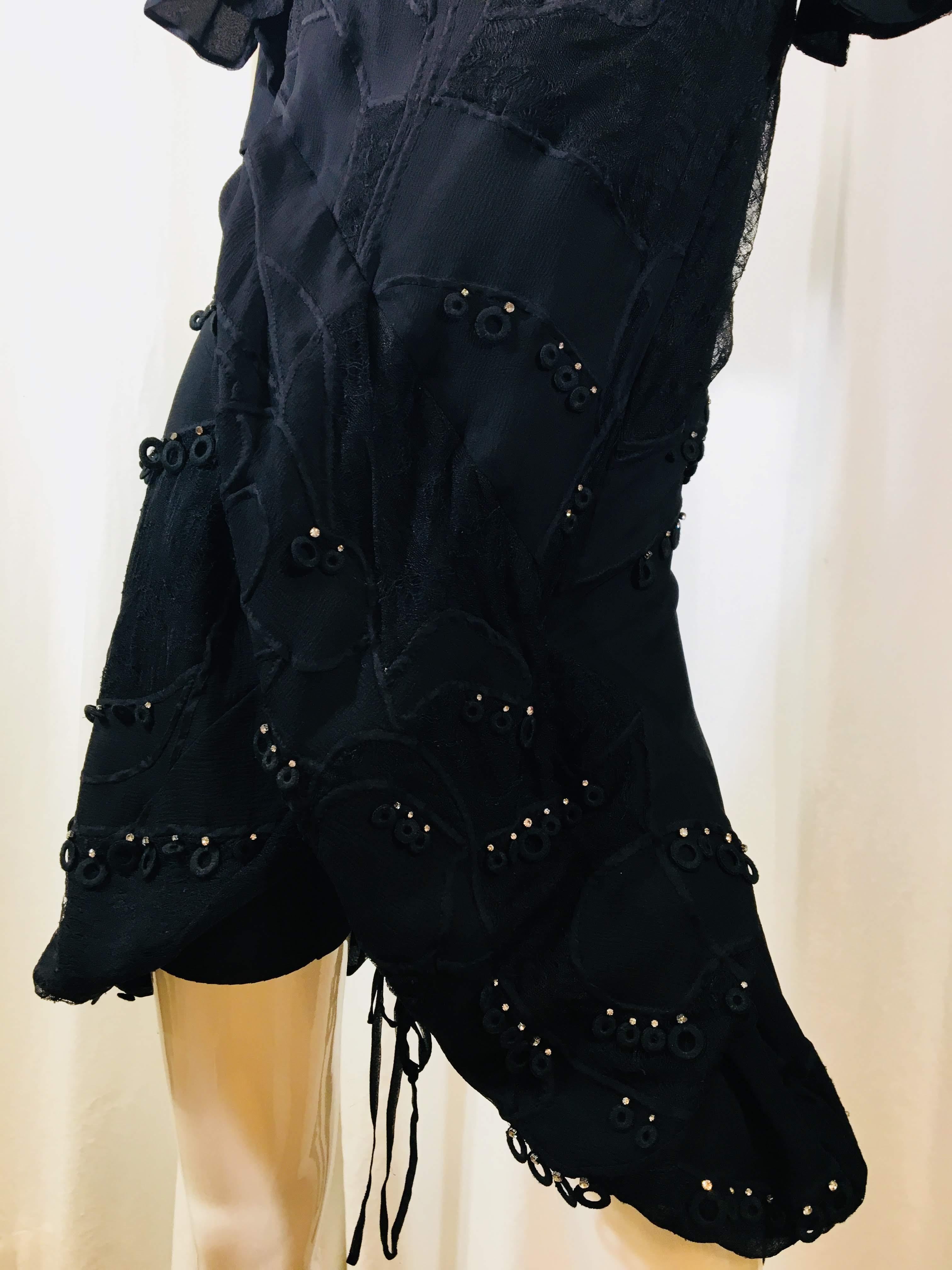 Black Chloe Short Sleeve Dress With Crystals