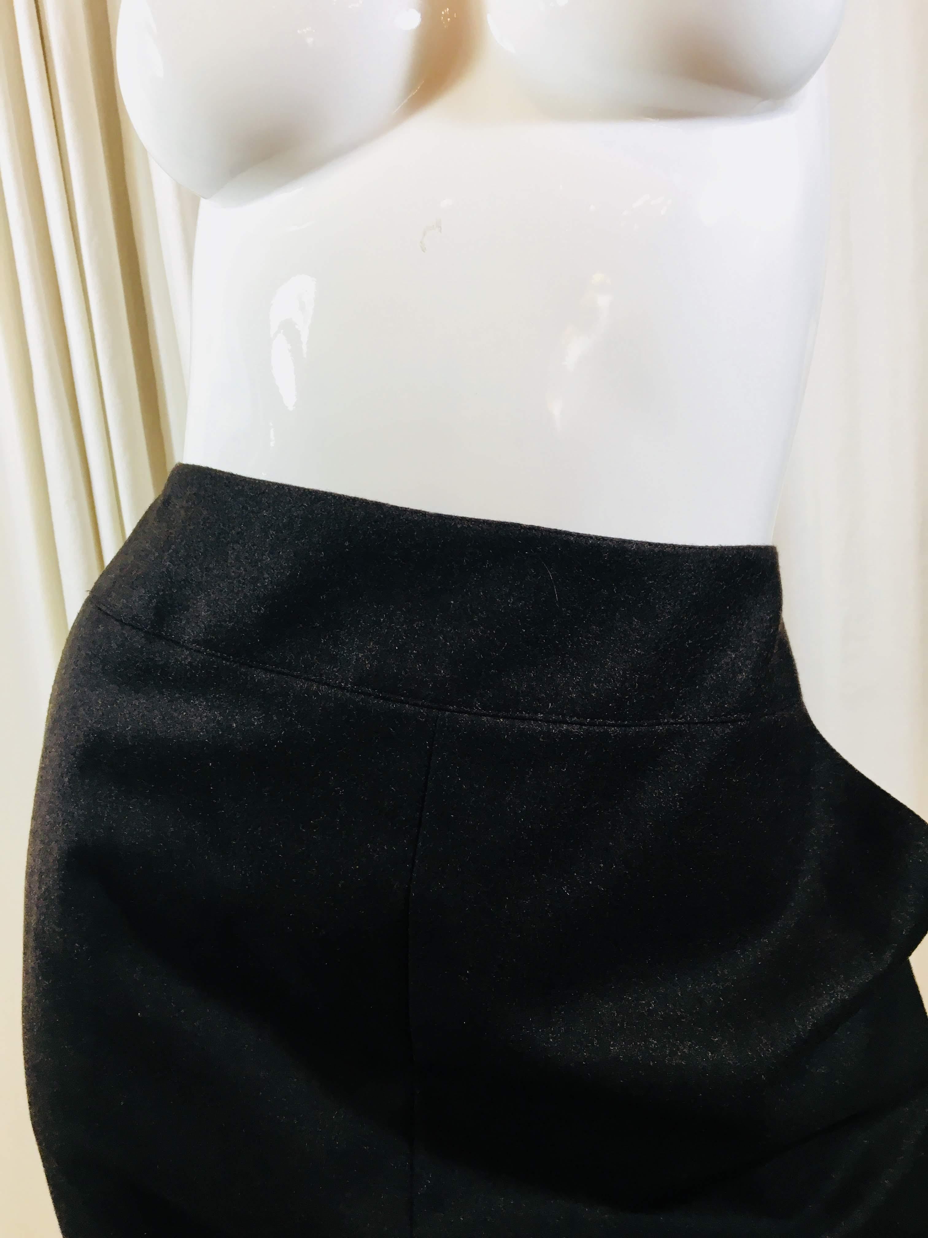 Chanel Brown Wool Pencil Skirt With Pockets, Back Zipper And Buttons
