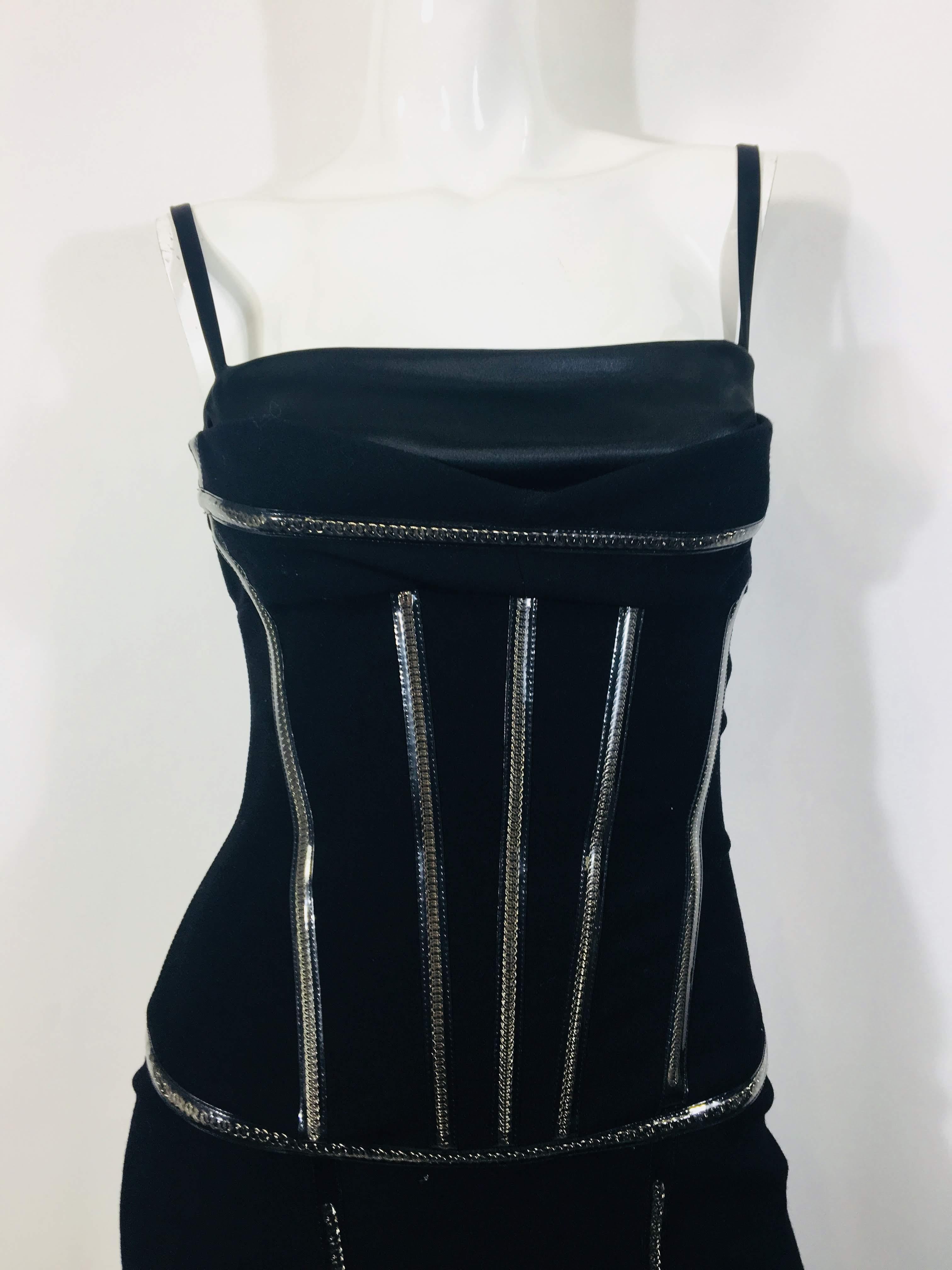 Dolce & Gabbana Black Size 38 Wool Sheath Dress With Chain link Detail