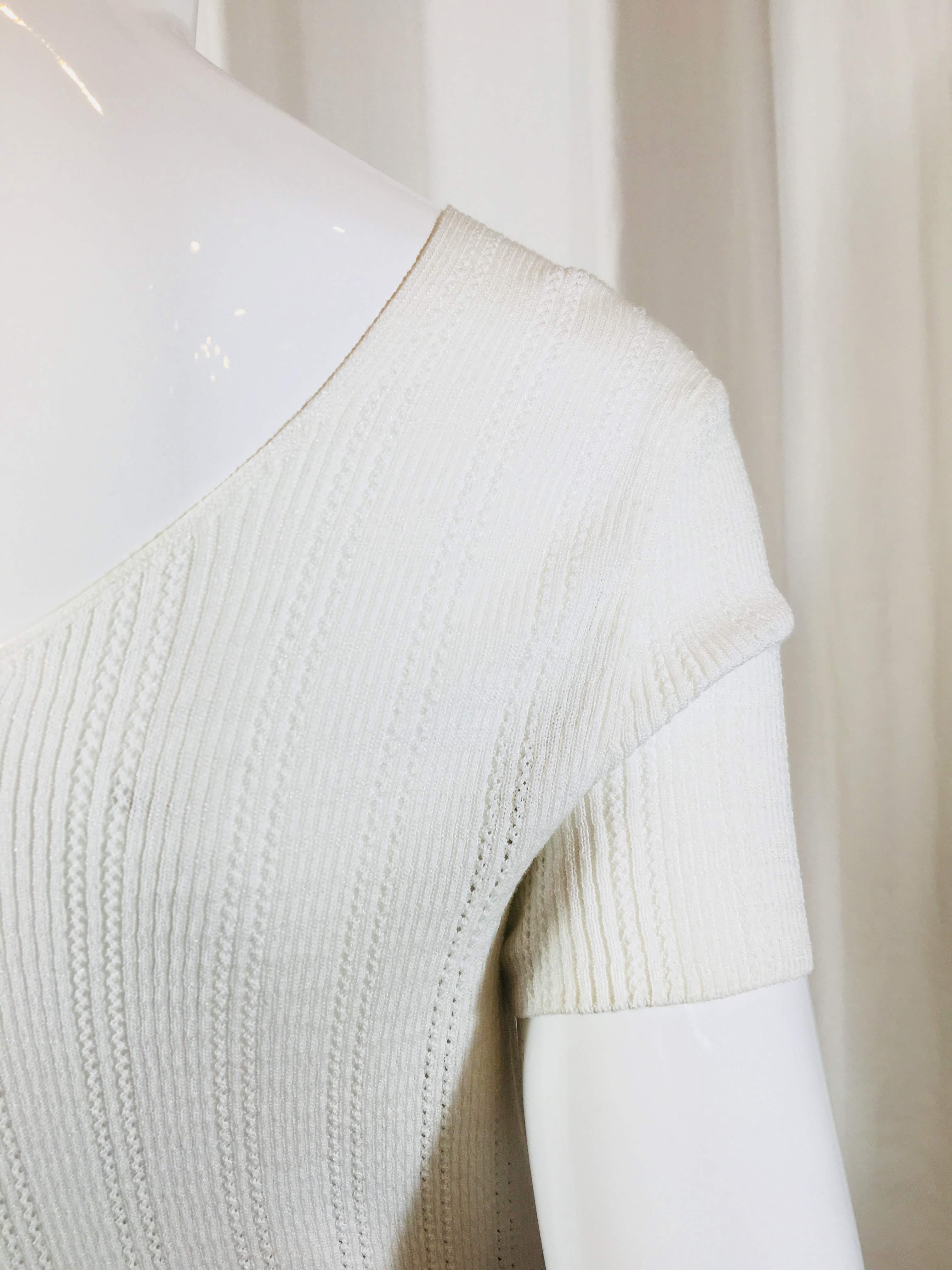 Chanel White Short Sleeve Blouse  In Fair Condition In Bridgehampton, NY