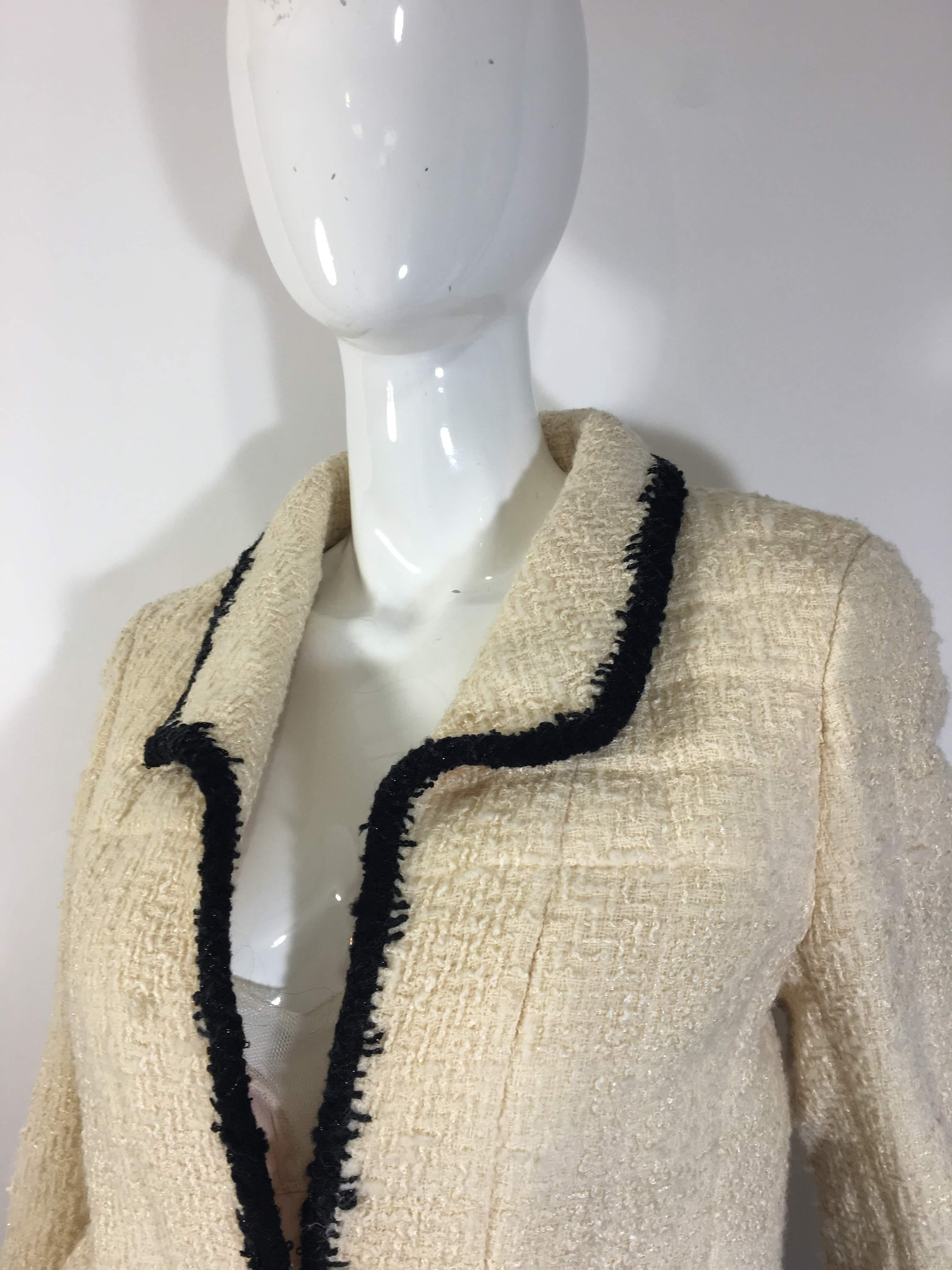 Beige Chanel Textured Wool Jacket 