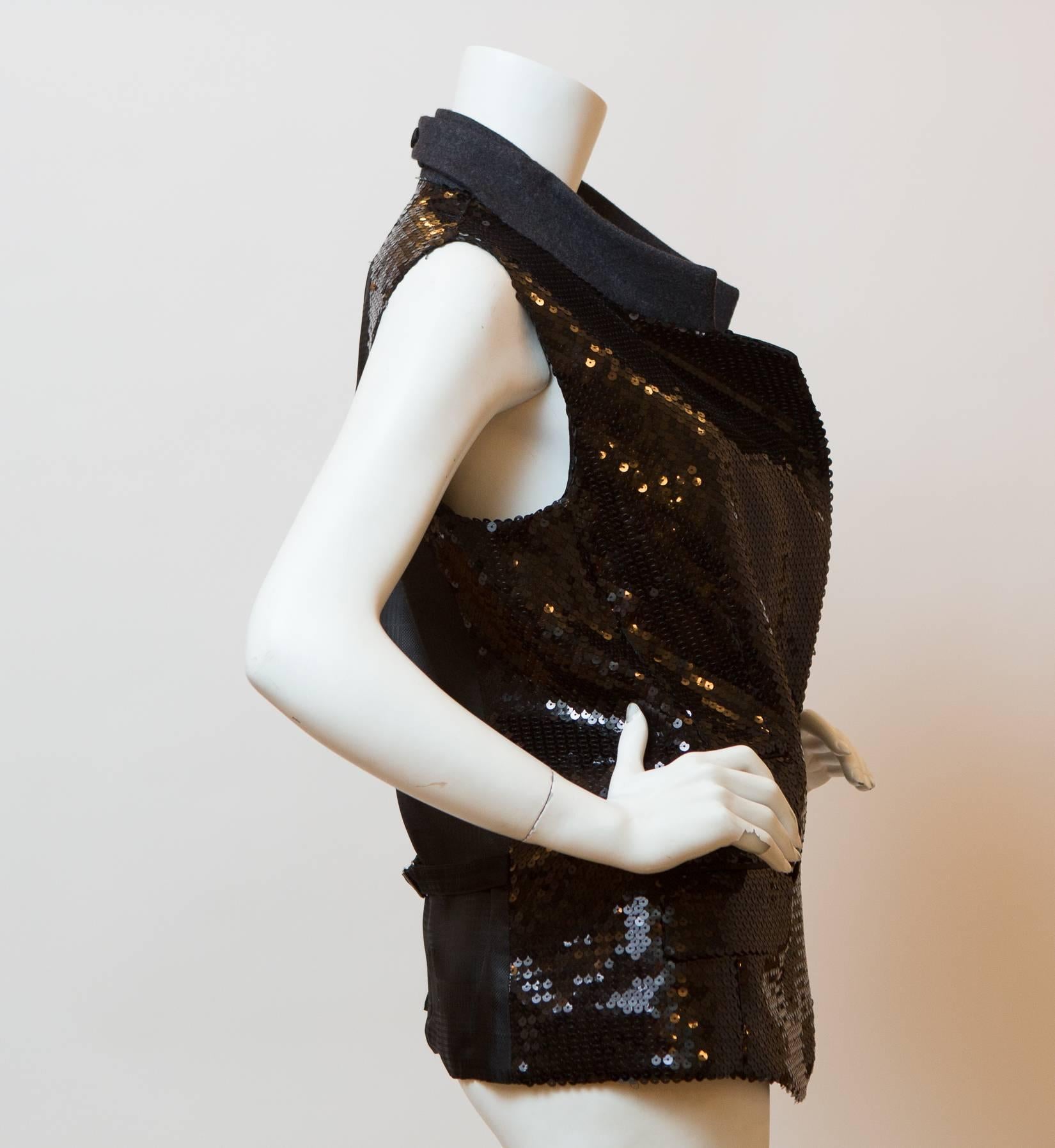 Dolce & Gabbana black sequin tuxedo vest. 
New with Tags.