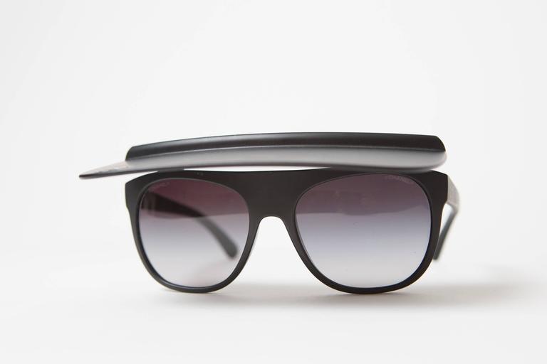 CHANEL Black Spring/Summer 2014 Runway Sunglasses with Visor at 1stDibs