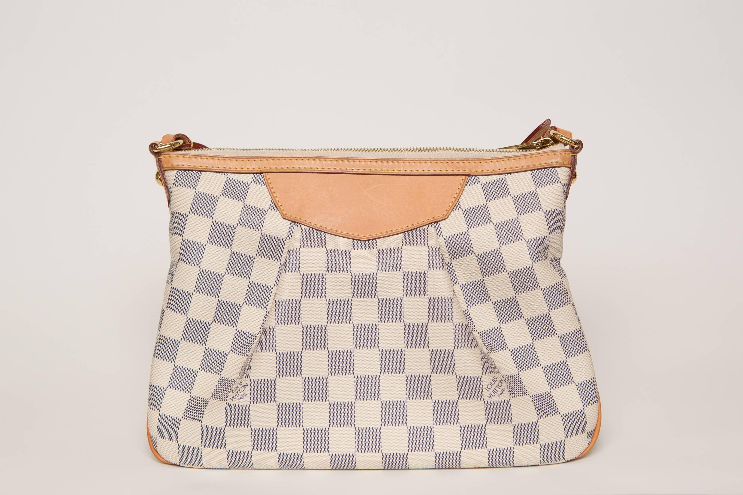 Louis Vuitton Siracusa Damier Azur Shoulder Bag, White/Grey/Tan.