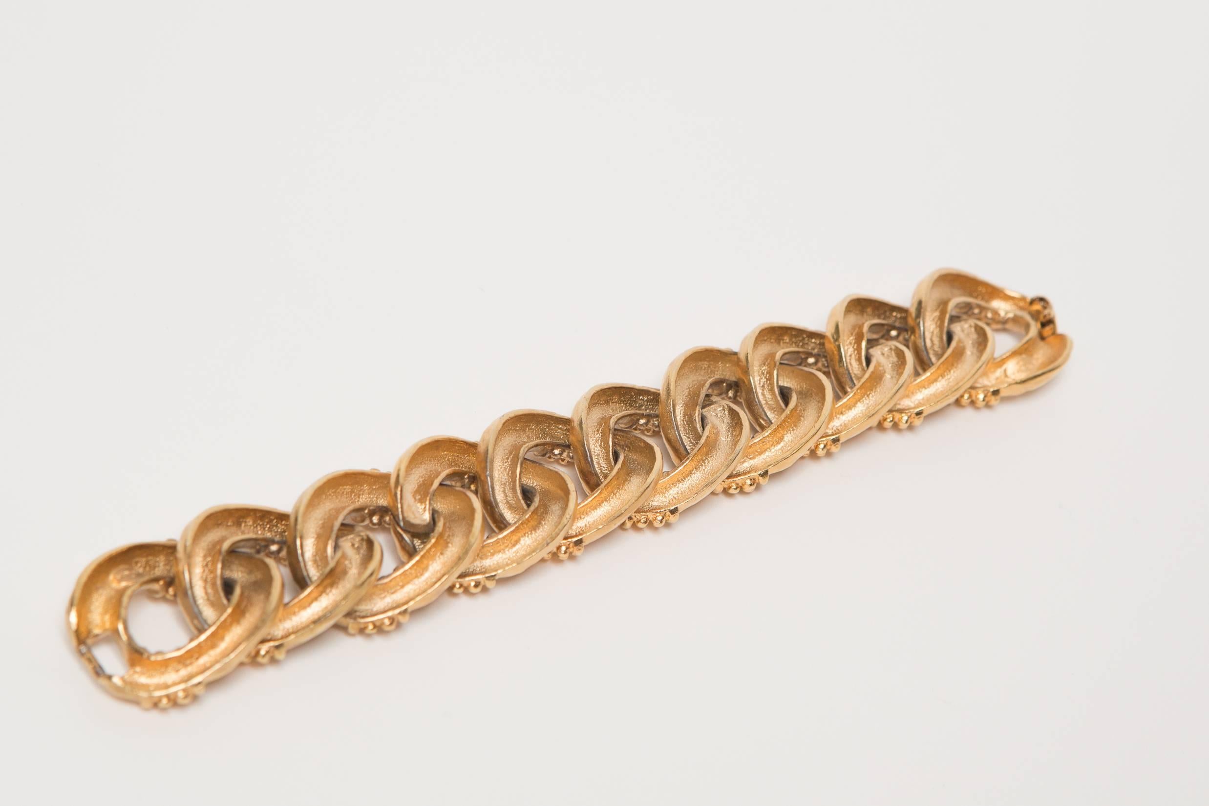 18K Gold plated, circa 1980, chain link bracelet.