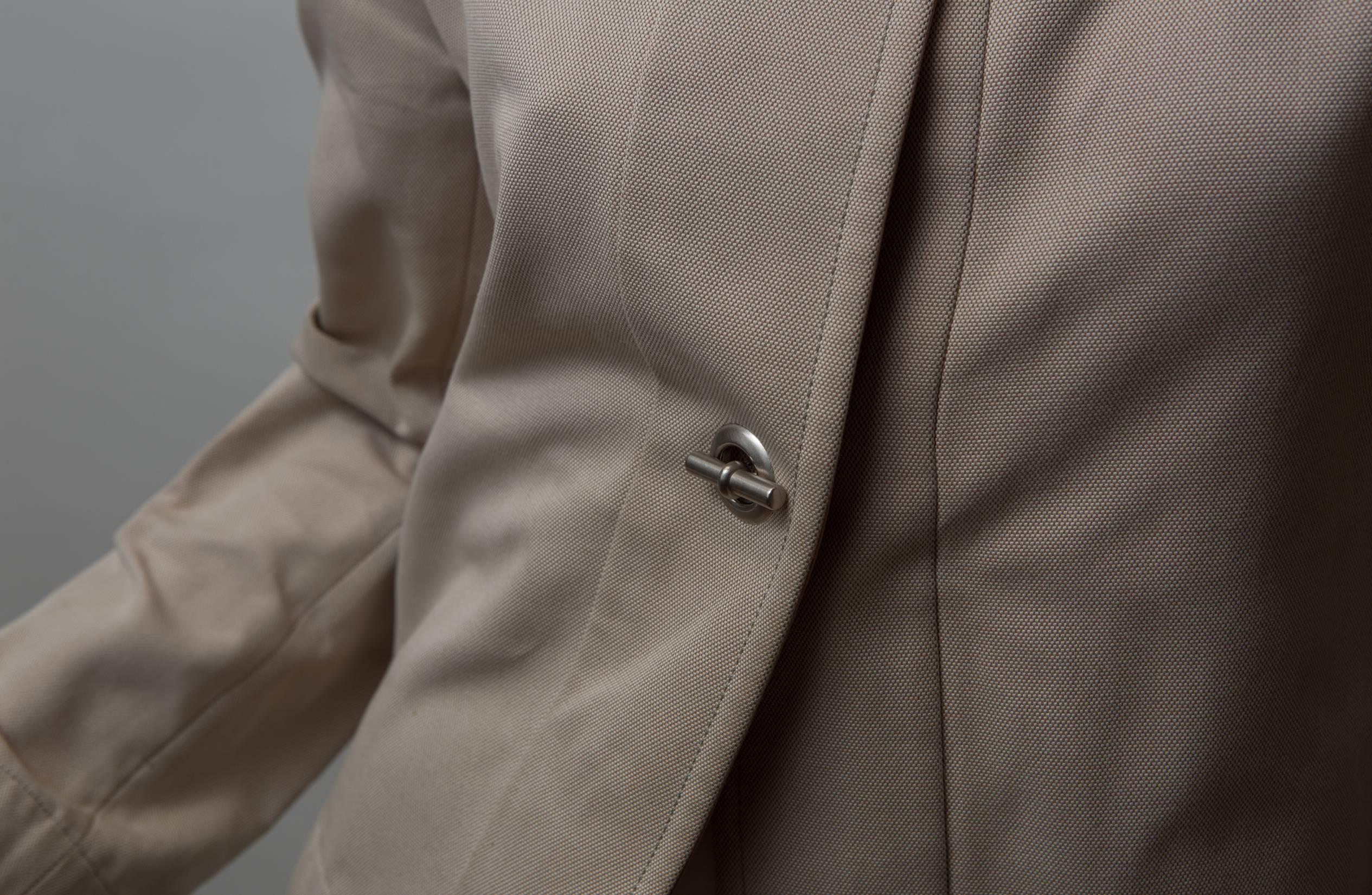 Women's Hermes Tan Cotton Jacket with Silver Toggles