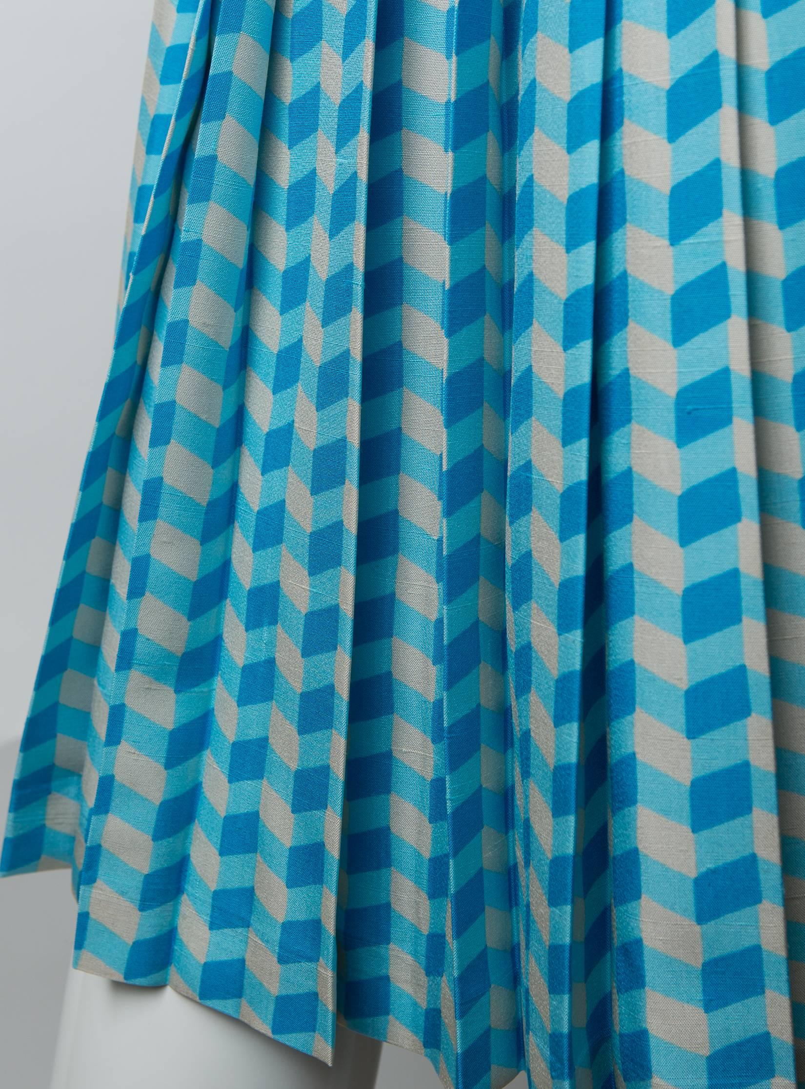 Women's Bottega Veneta Pleated Skirt with Check-Like Print 