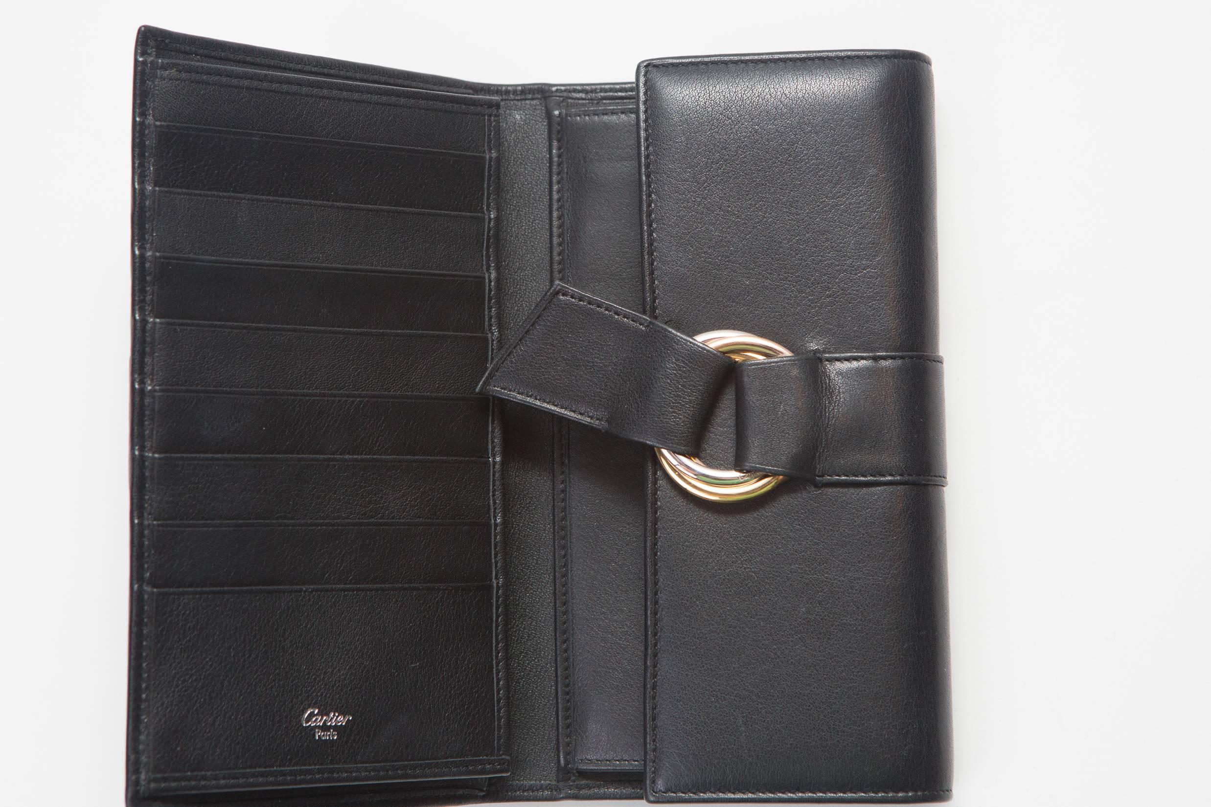 Cartier Black Leather Wallet with Gold Signature Hardware 4