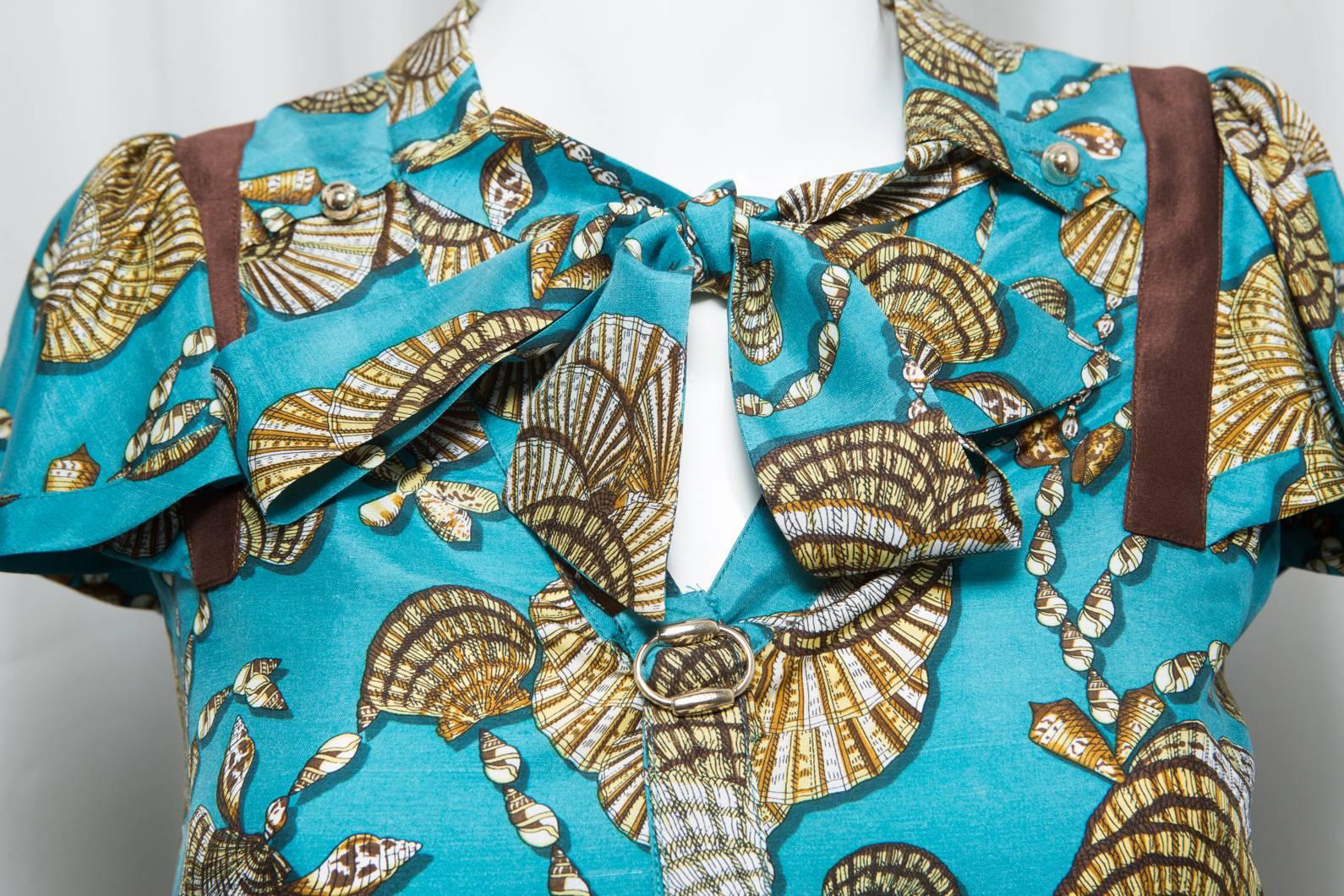 Women's Gucci Turqoise Shell Pattern Tunic Dress