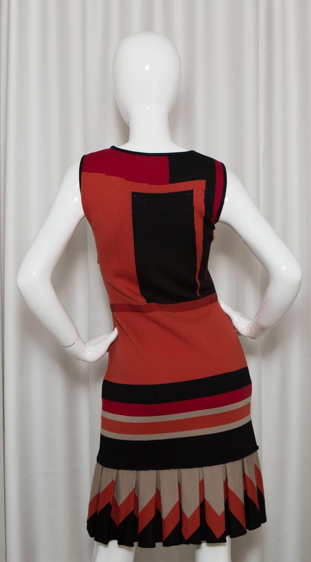 Brown Giambattista Valli Knit Patterned Dress