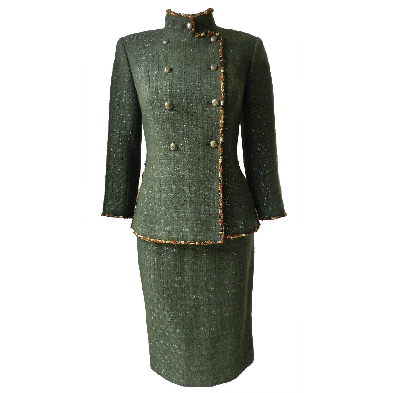 Chanel 10A Shanghai Runway Dark Green Skirt Suit at 1stDibs