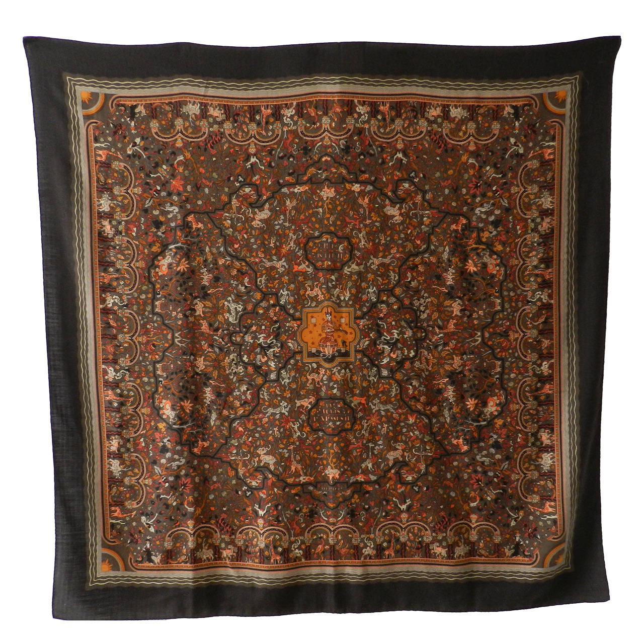 Hermes Large Brown Cashmere Shawl Scarf 52"