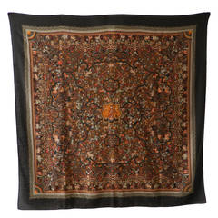 Hermes Large Brown Cashmere Shawl Scarf 52"