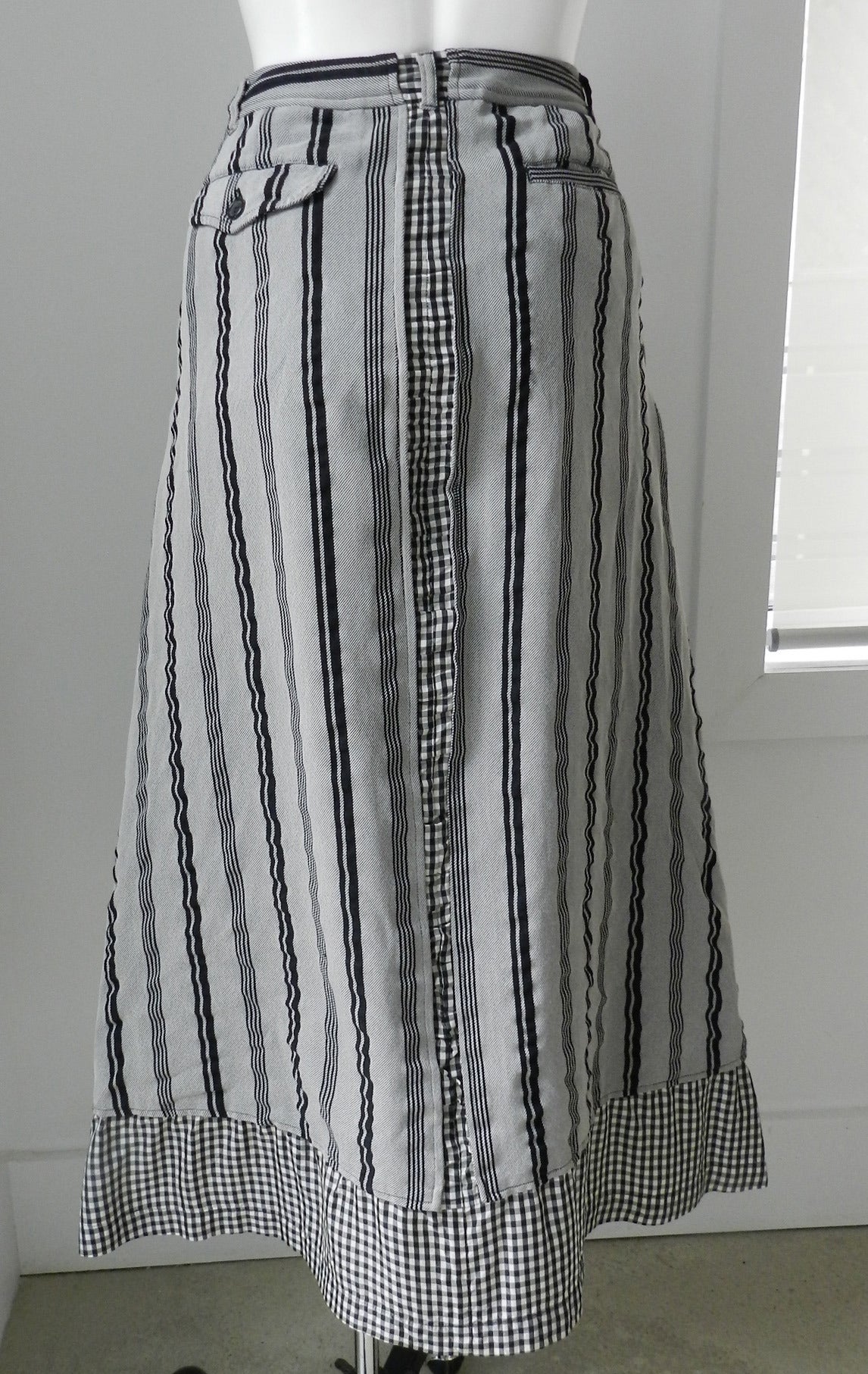 Gray Comme des Garcons Vintage Grey Skirt with Black Stripes