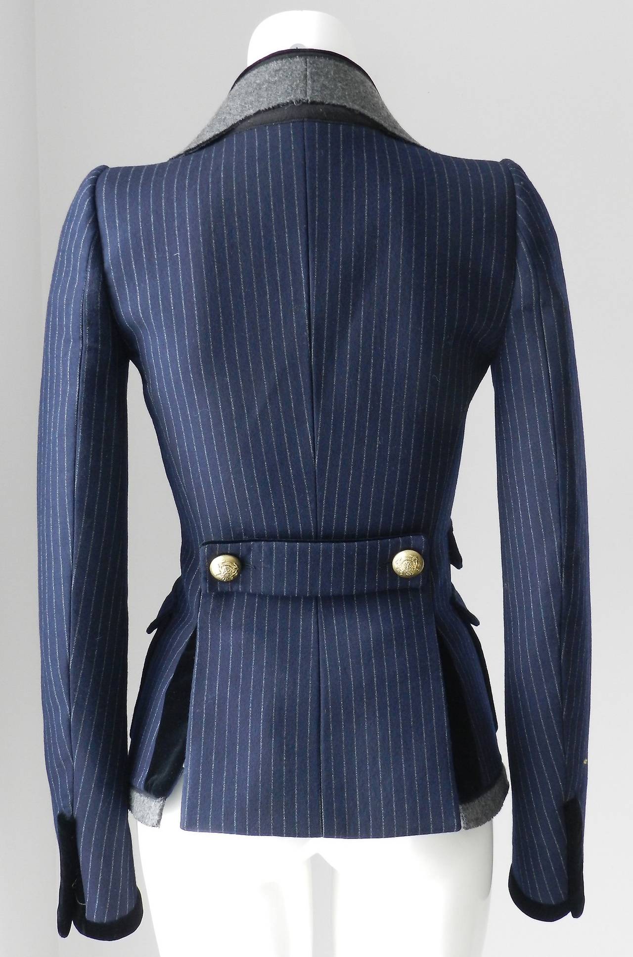Women's Balenciaga 07A Navy Pinstripe Jacket