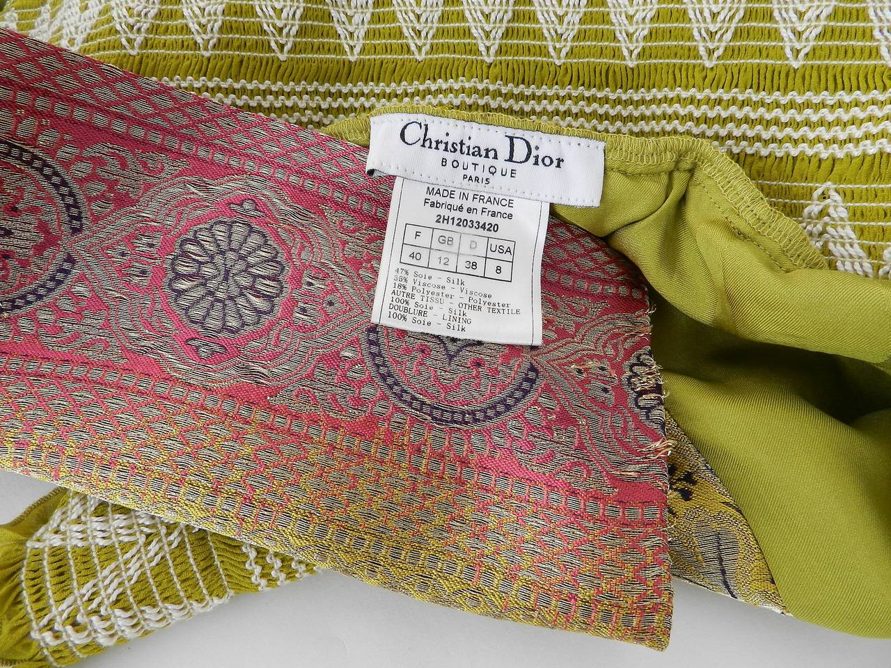 Galliano for Dior Chartreuse Stretch Skirt with Peplum In Excellent Condition In Toronto, ON