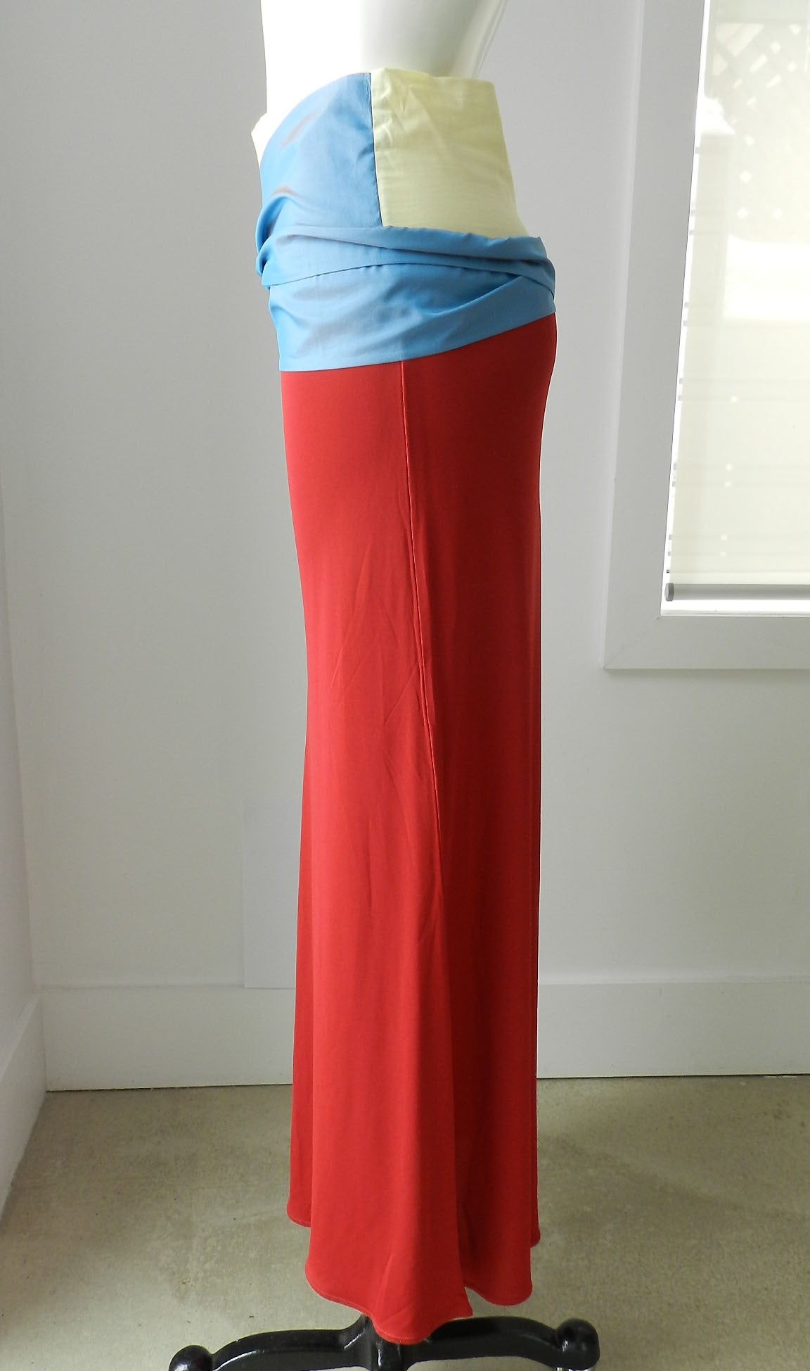 Women's Jean Paul Gaultier Red Silk Jersey Tube Skirt with Ties