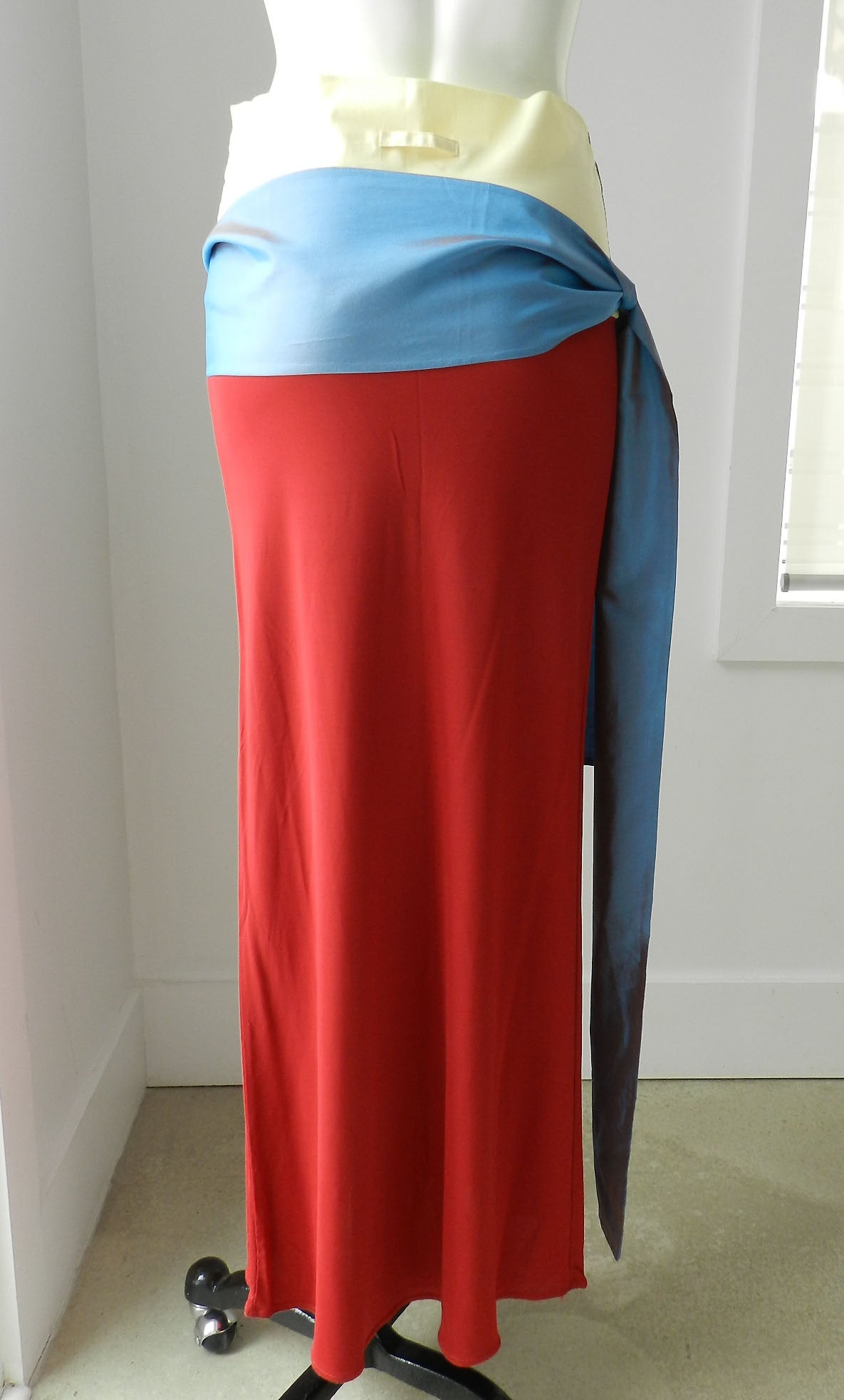 Jean Paul Gaultier Red Silk Jersey Tube Skirt with Ties 1