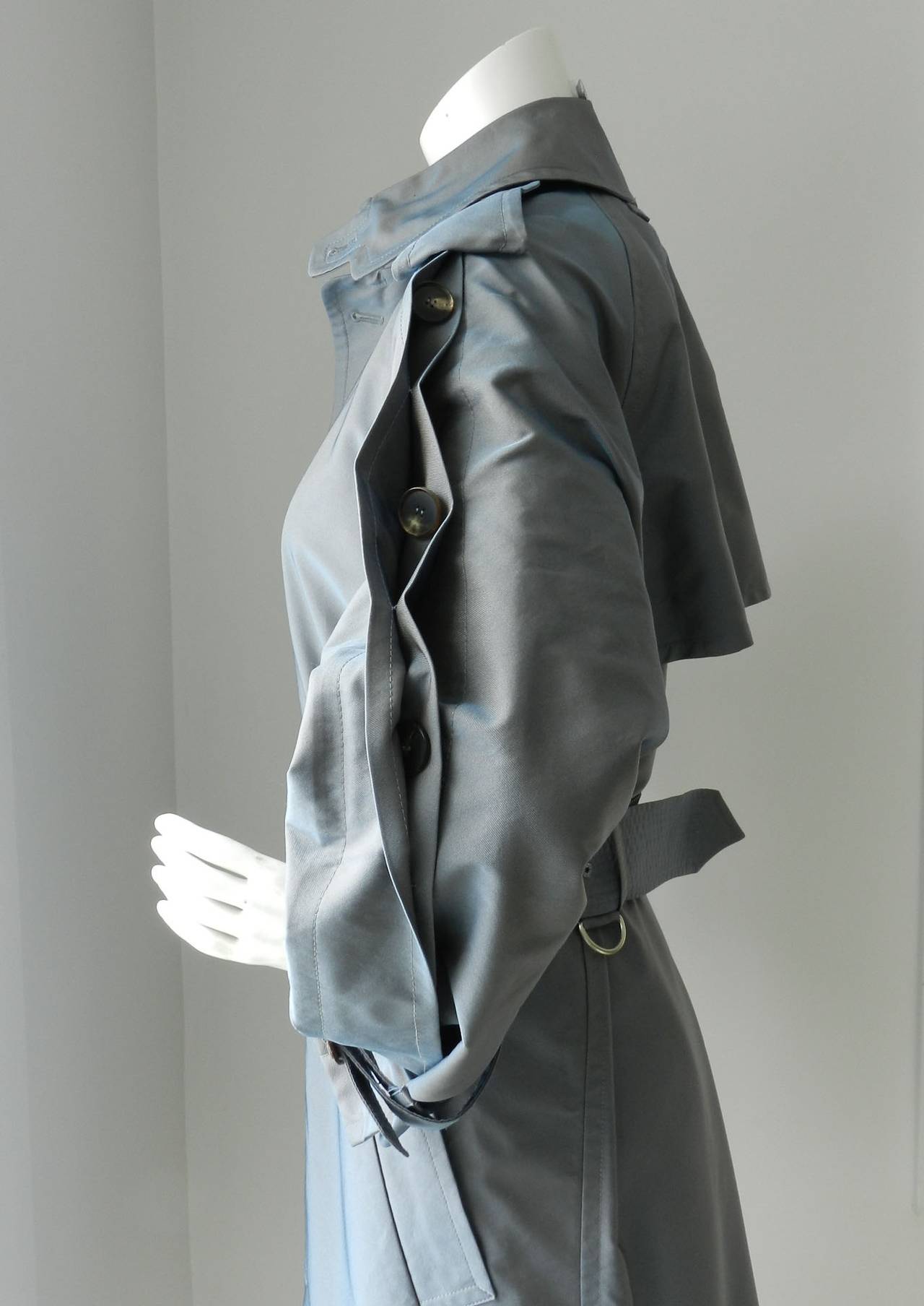 Jean Paul Gaultier Iridescent Blue Trench Coat In Excellent Condition In Toronto, ON