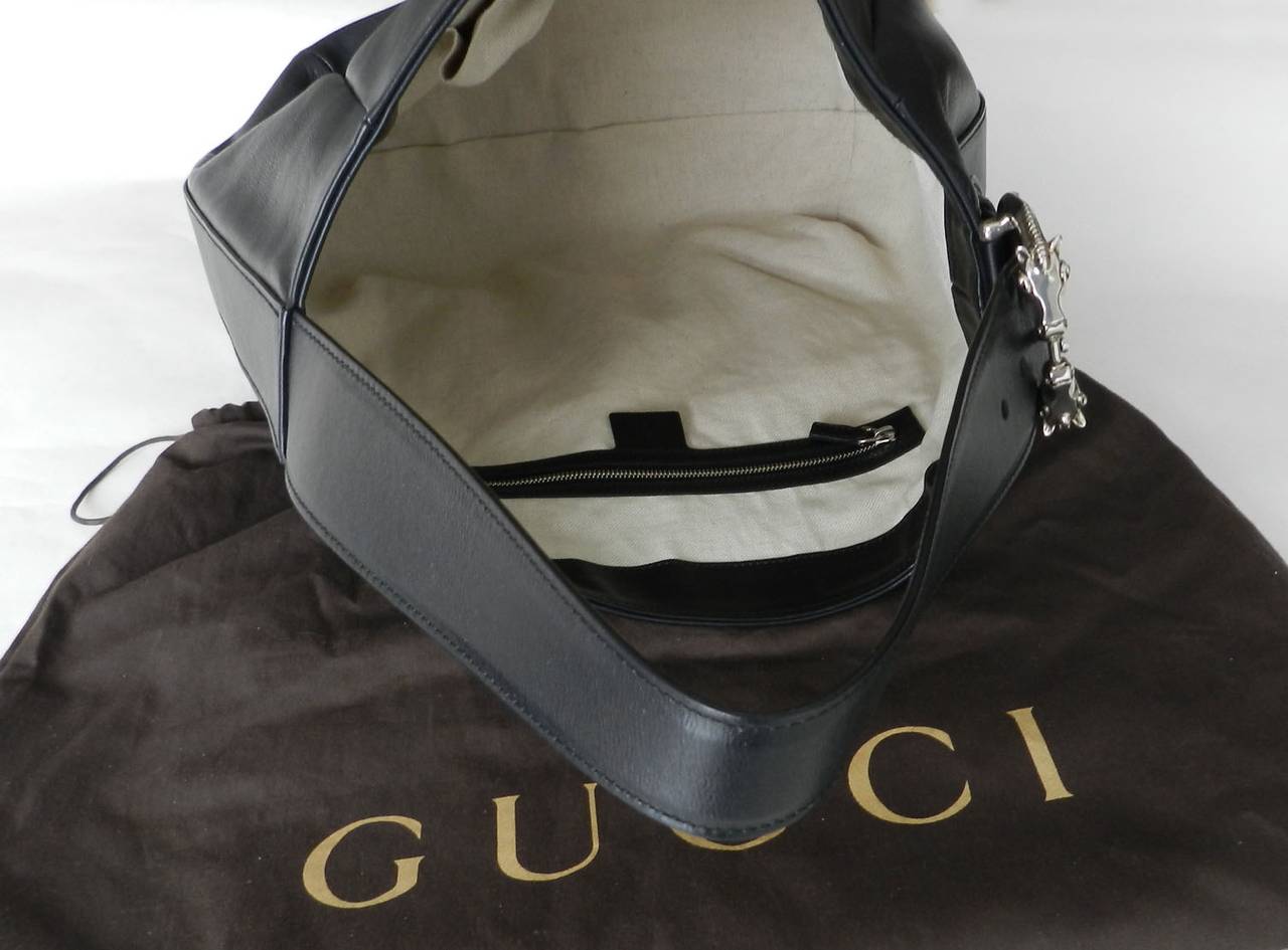 Gucci Ribot Horse Buckle Black Leather Hobo Bag 1
