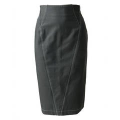 Vintage 1990's Azzedine Alaia Black Cotton Bodycon Pencil Skirt