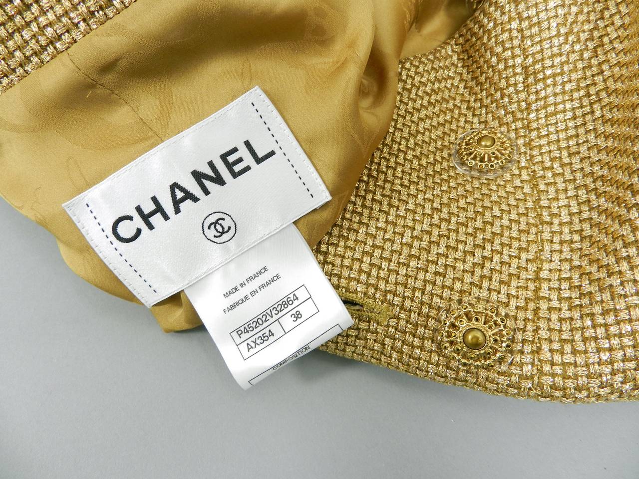 Chanel Gold Metallic Tweed Skirt Suit 5