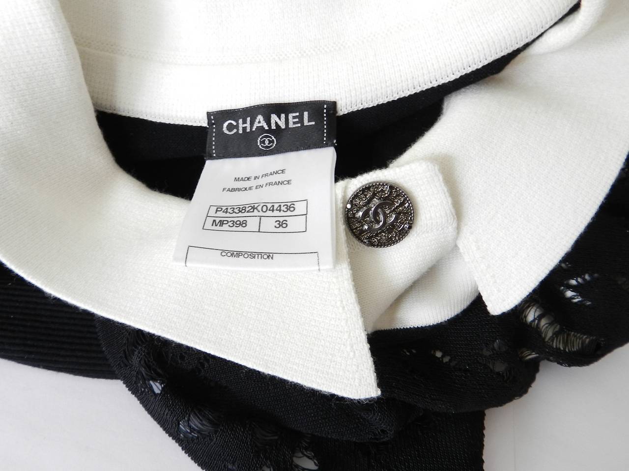 Women's Chanel Black White Polo Dress with Lace Overlay