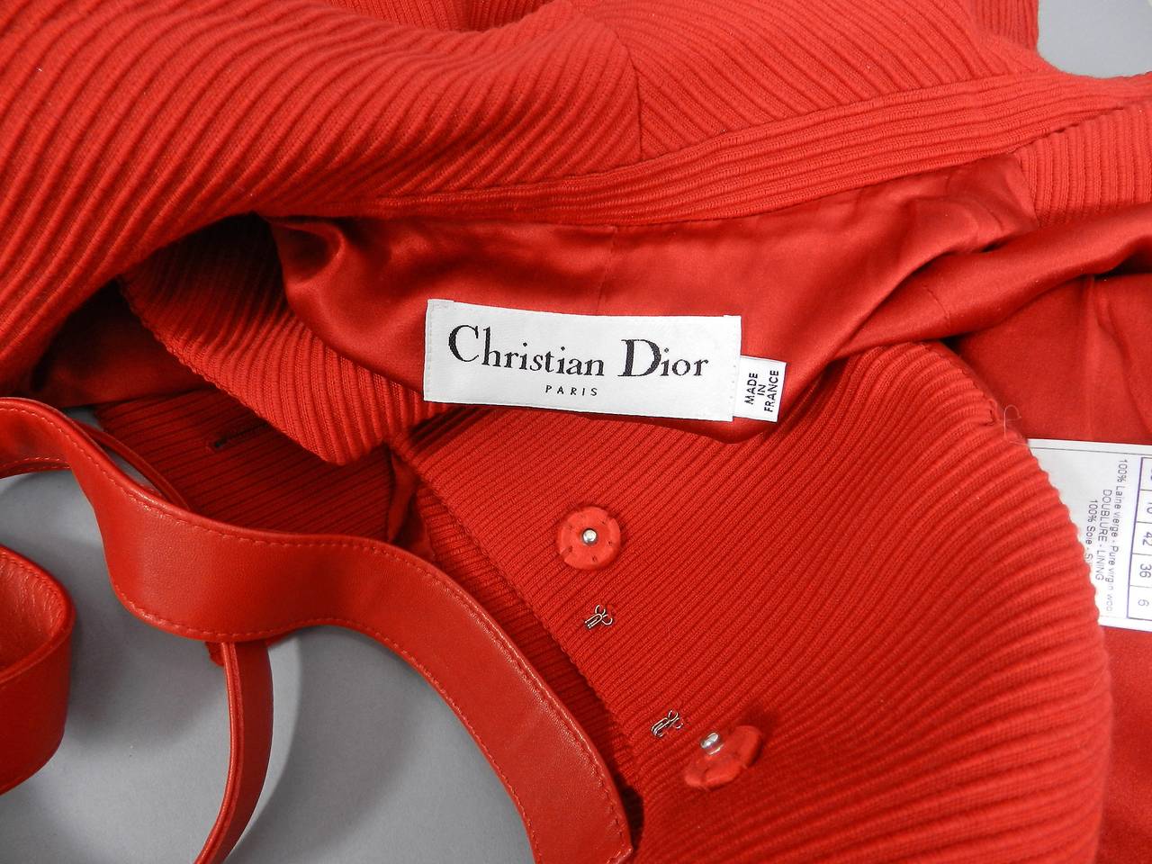 Christian Dior Red Wool Skirt Suit 1