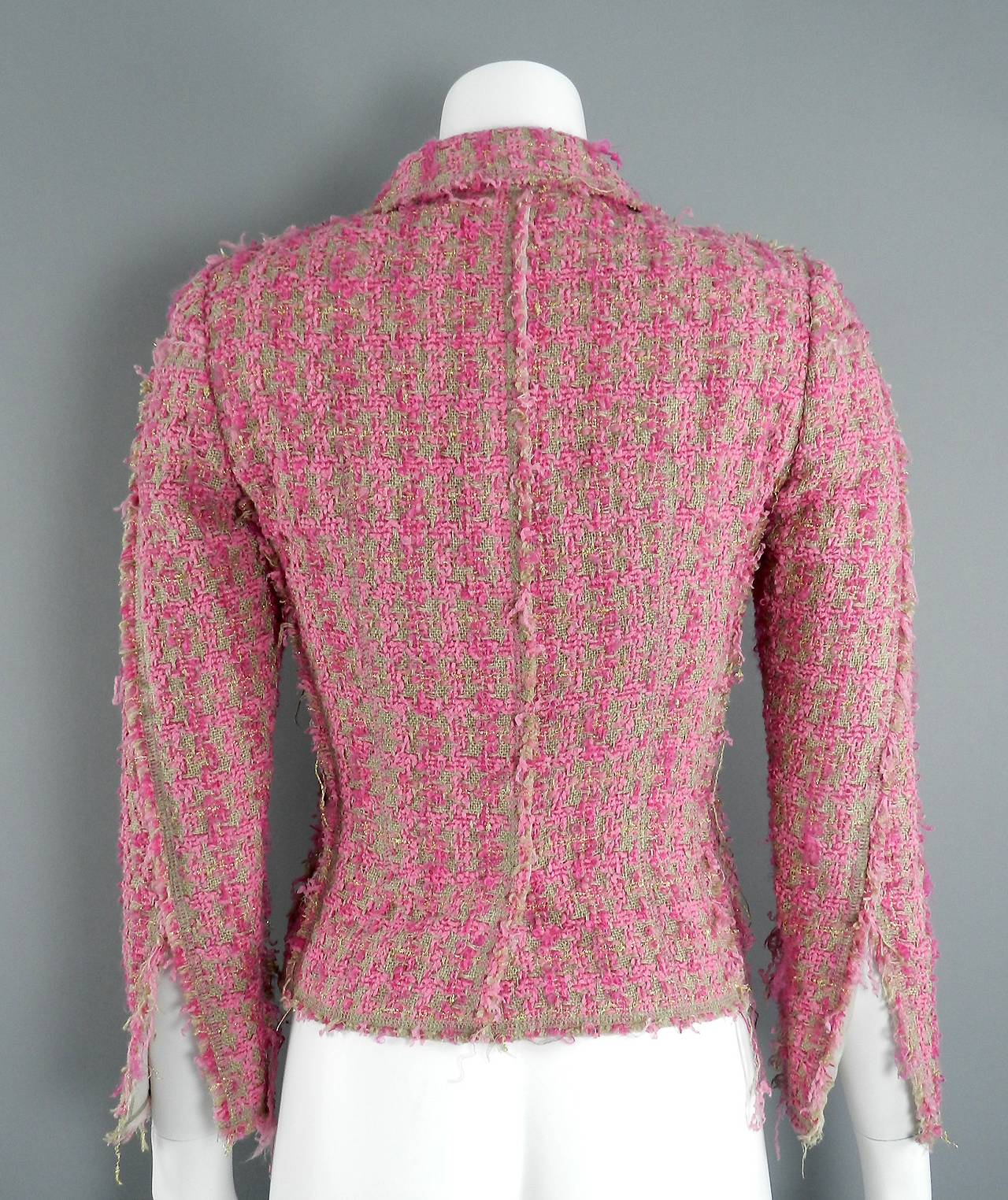 Junya Watanabe Comme des Garcons pink tweed jacket. Tagged size XS (USA 0/2). To fit 32