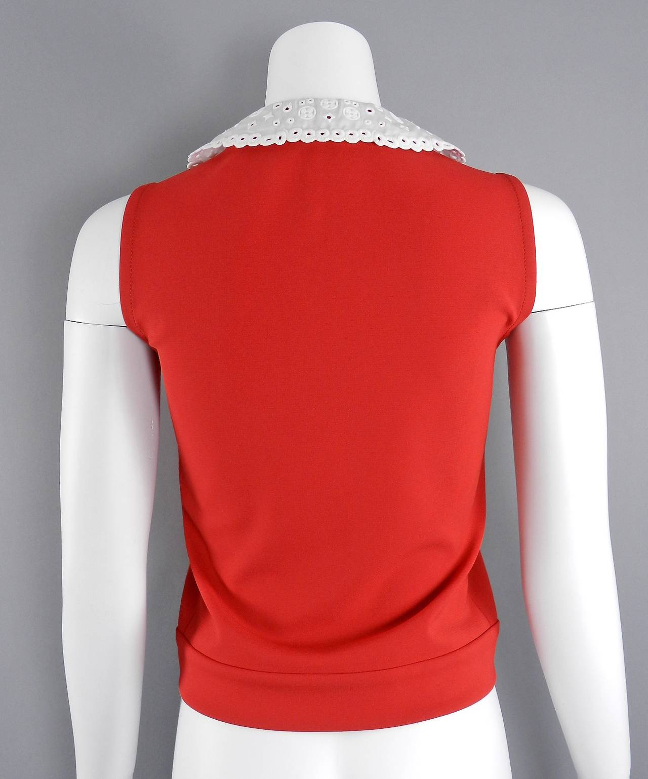 Louis Vuitton Red Vest with White Lace Collar In Excellent Condition In Toronto, ON