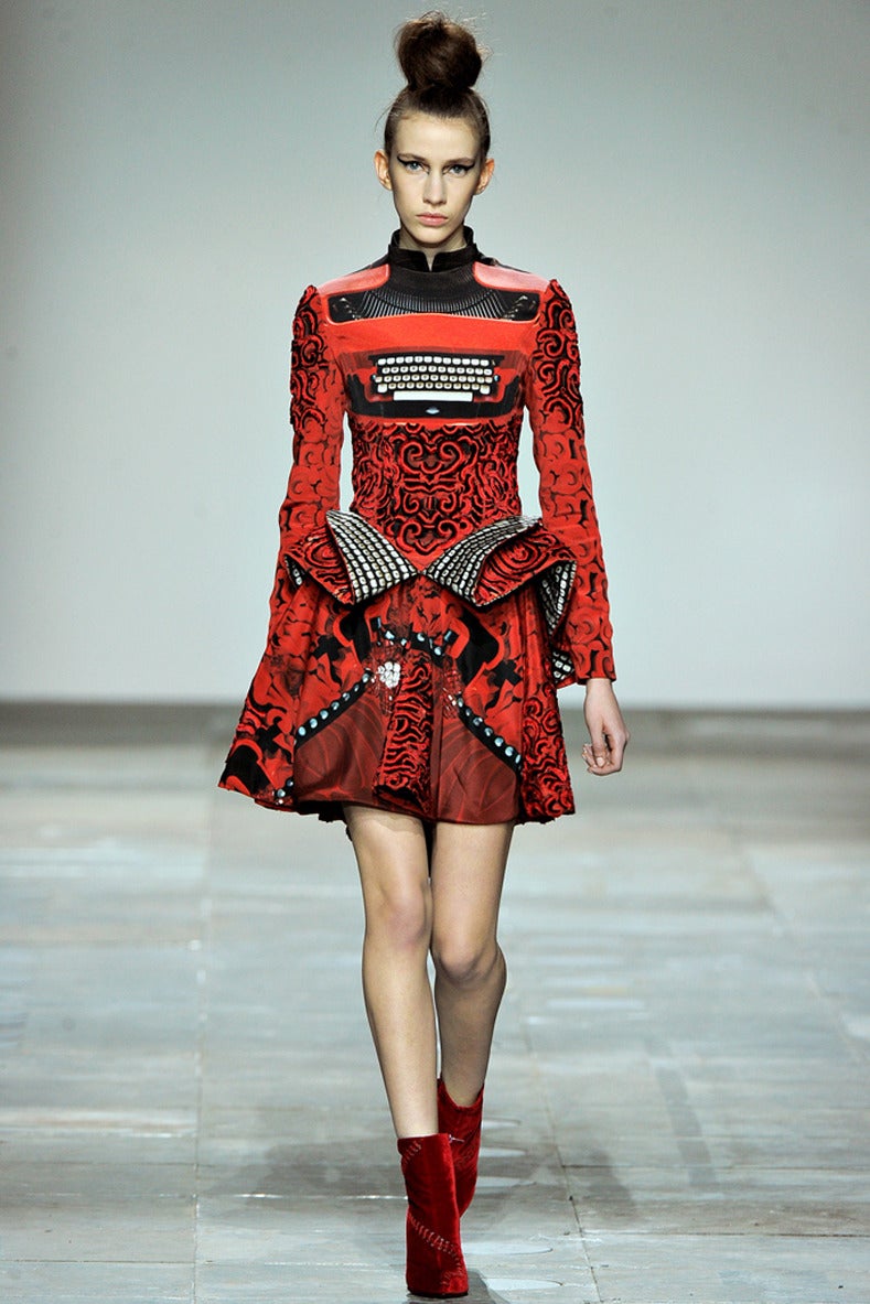 Mary Katrantzou fall 2012 red typewriter dress. 100% silk. Excellent condition. USA size 6. To fit 34